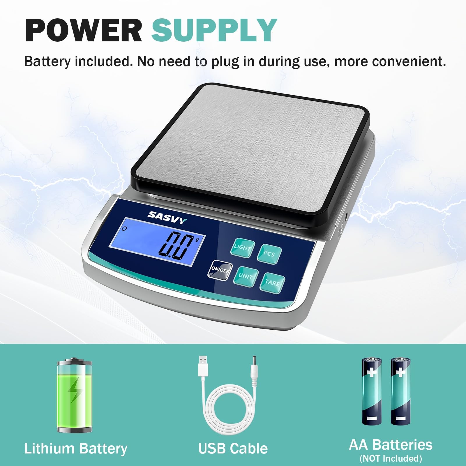 Digital Lab Scale 5000g x 0.1g oz/lb/g/kg Precision Electronic Scientific Sca…