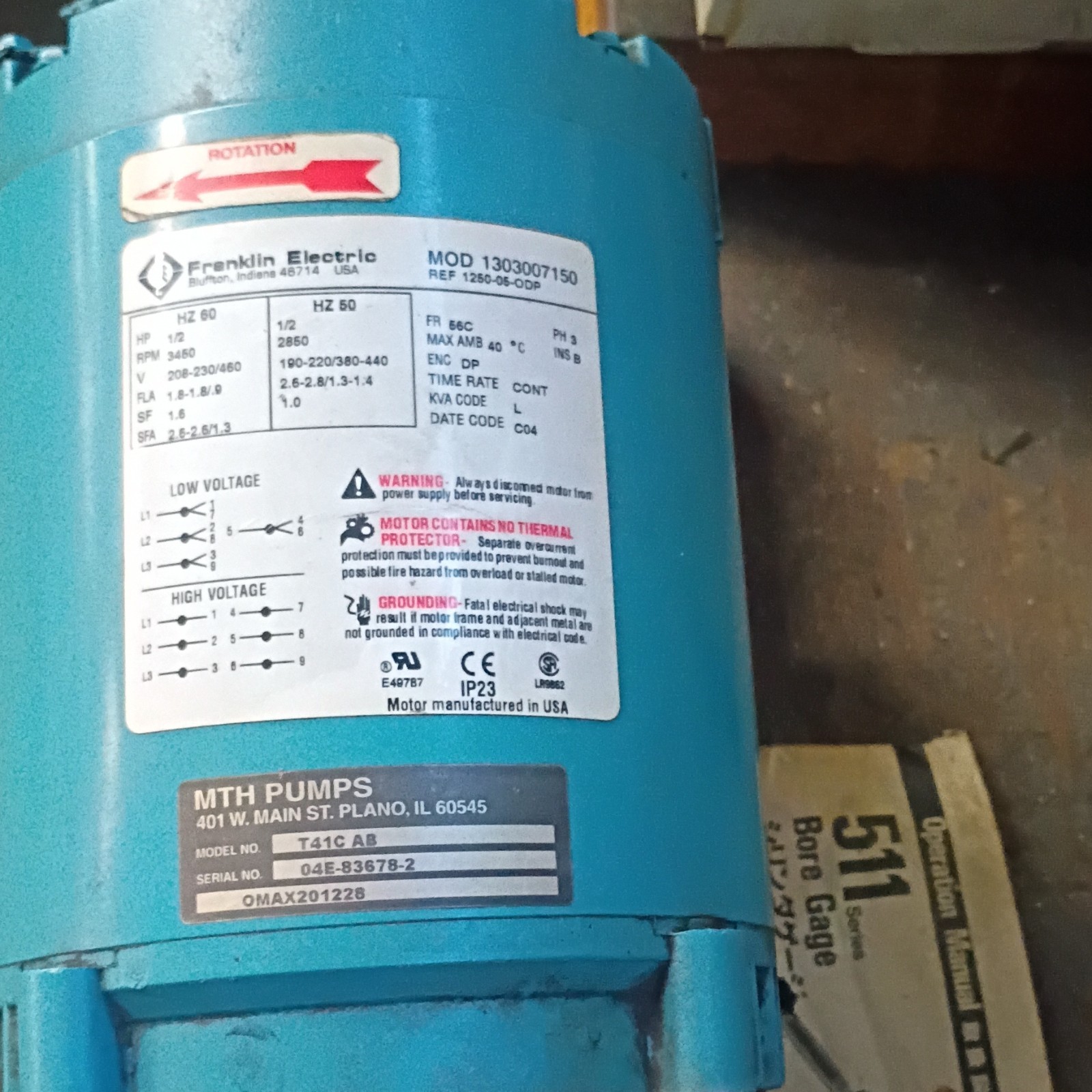 MTH Pumps T41C AB Multi-Stage Centrifugal Pump 1/2 HP 3PH 208-230/460V