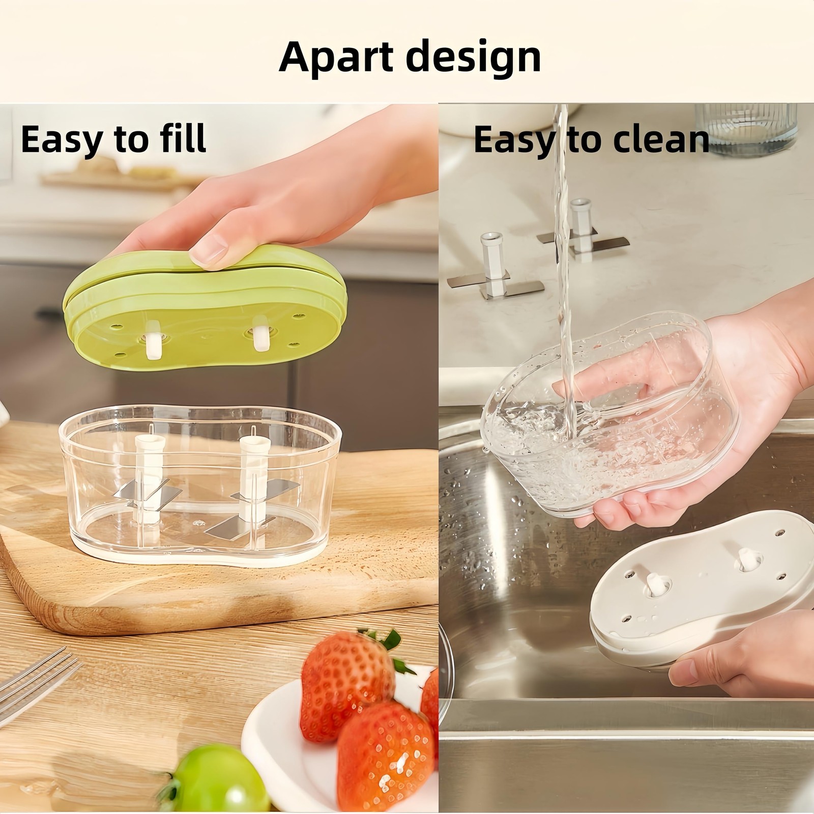 BRIUNN Manual Press Chopper Garlic Mincer Chili Peppers small, chartreuse