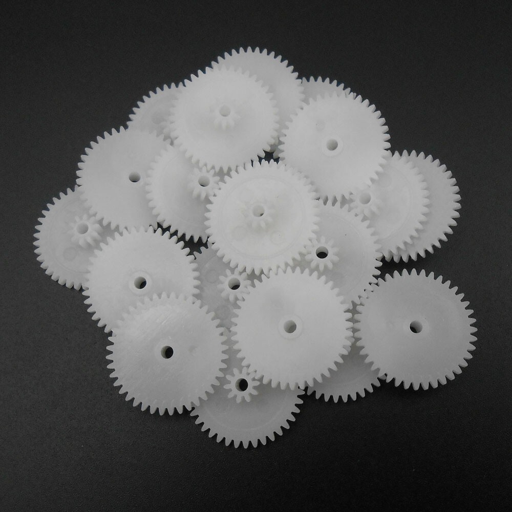 50Pcs X 0.5M Plastic Spindle Double Gear Bilayer 40T +10T Bore 2MM 2.05MM 40102B