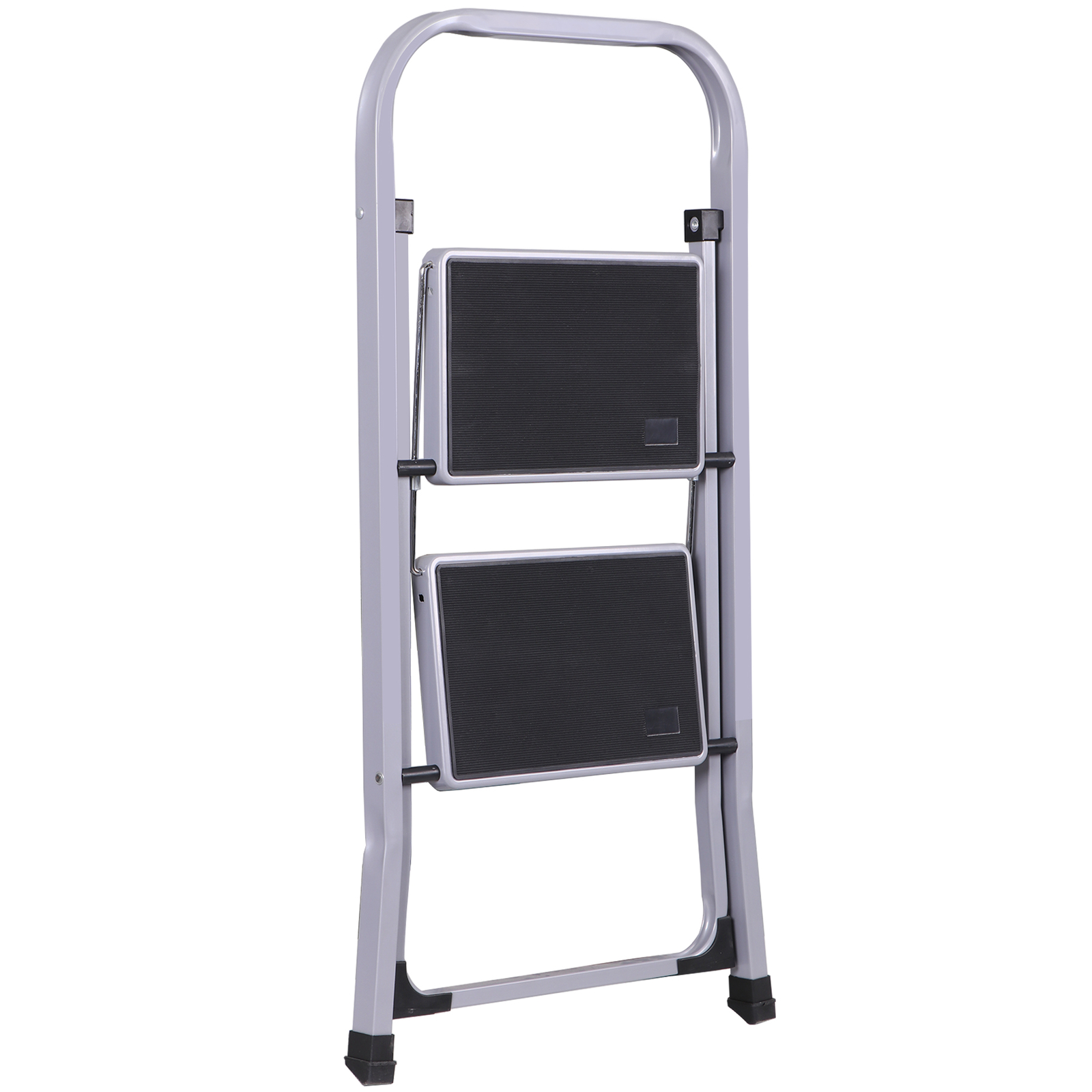 2 Step Ladder w/Anti-Slip Pedal Convenient Handgrip for Home Daily Use Gray