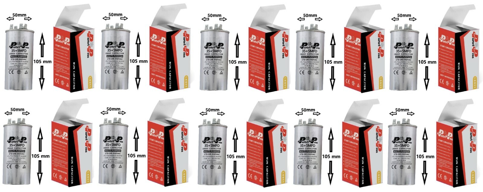 35+5 35/5 uF MFD 370-440 V AC (10x) High Quality Dual Run Capacitor CBB65-R