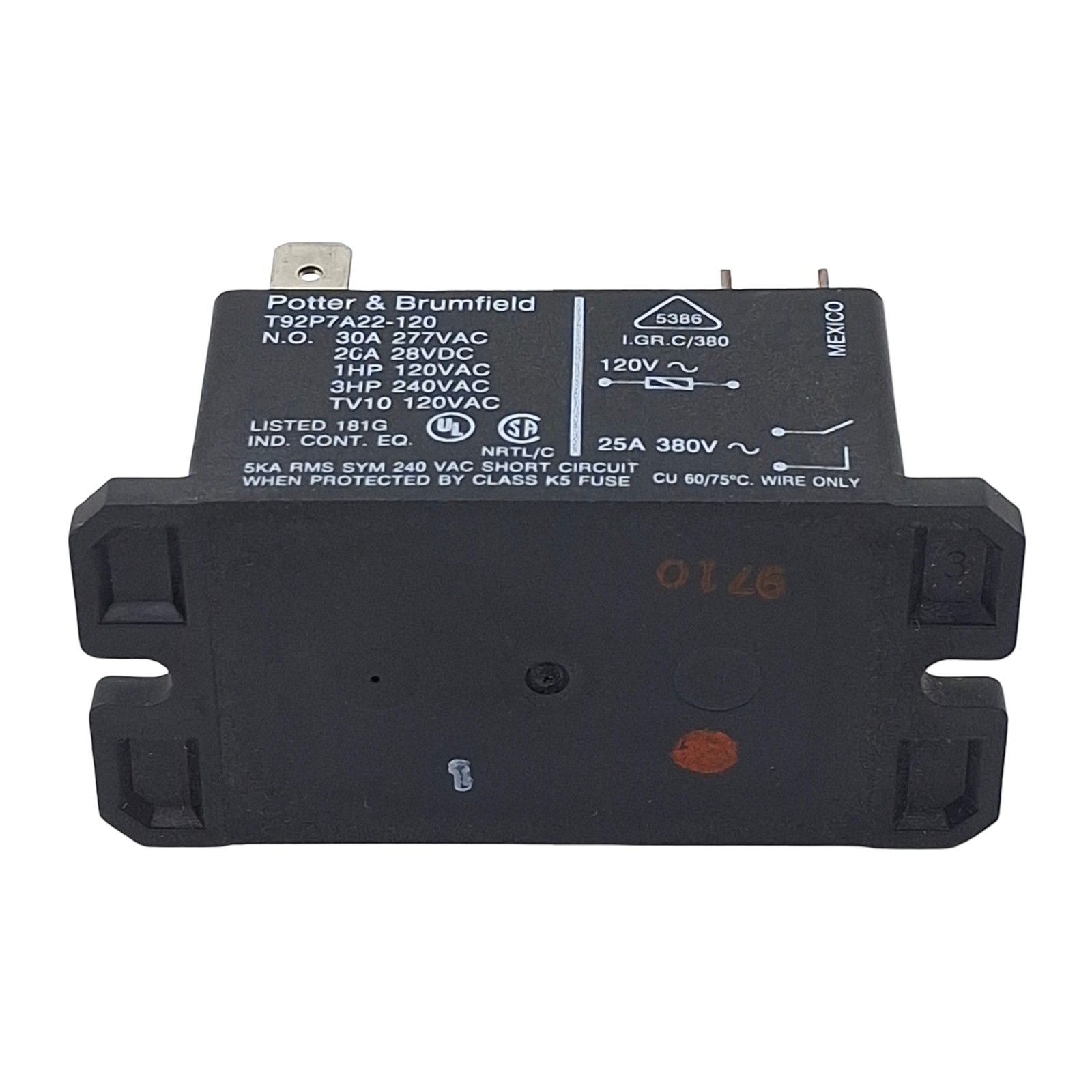 Potter & Brumfield T92P7A22-120 Power Relay, DPST-NO, 30A 277VAC, 120VAC Coil