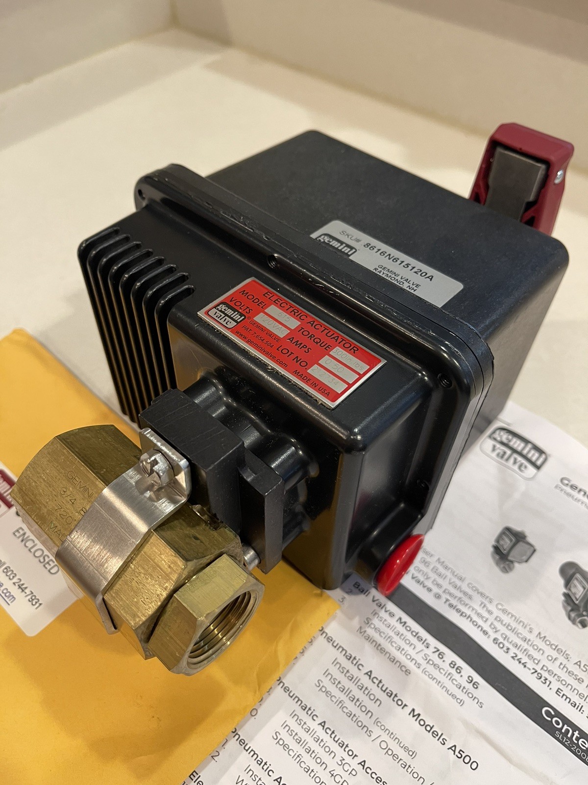 Gemini Valve 615 Actuator 120VAC NEW 300in.lbs New.