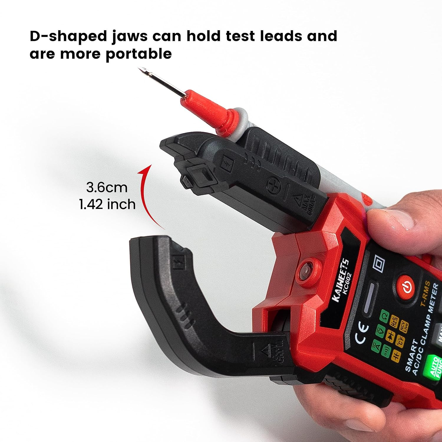 KAIWEETS Smart Digital Clamp Meter with D-Shaped Jaws, Clamp Multimeter with Inr