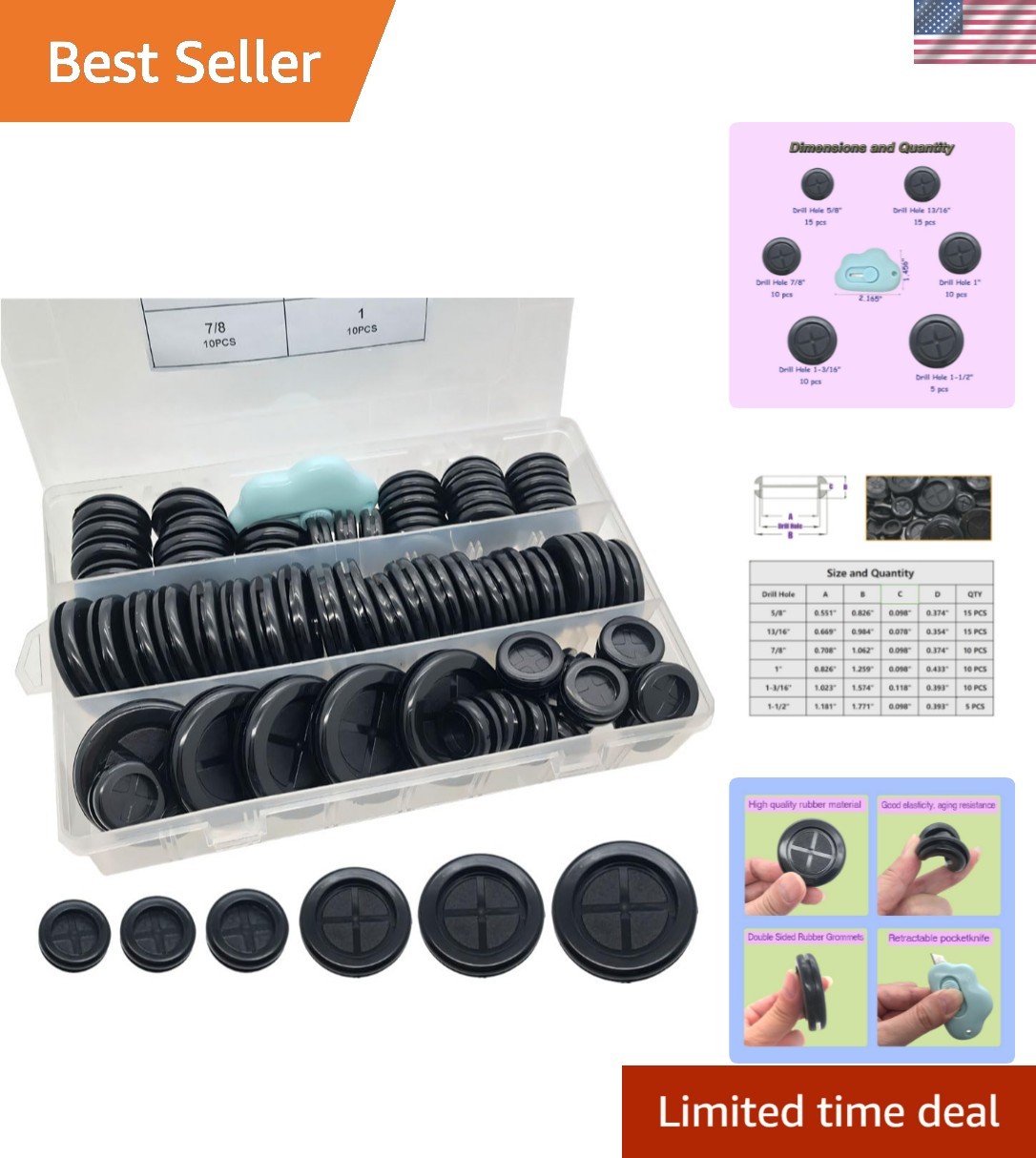 65Pcs Round Rubber s kit 6 Sizes Double Sided Rubber s for Wiring Automotive …