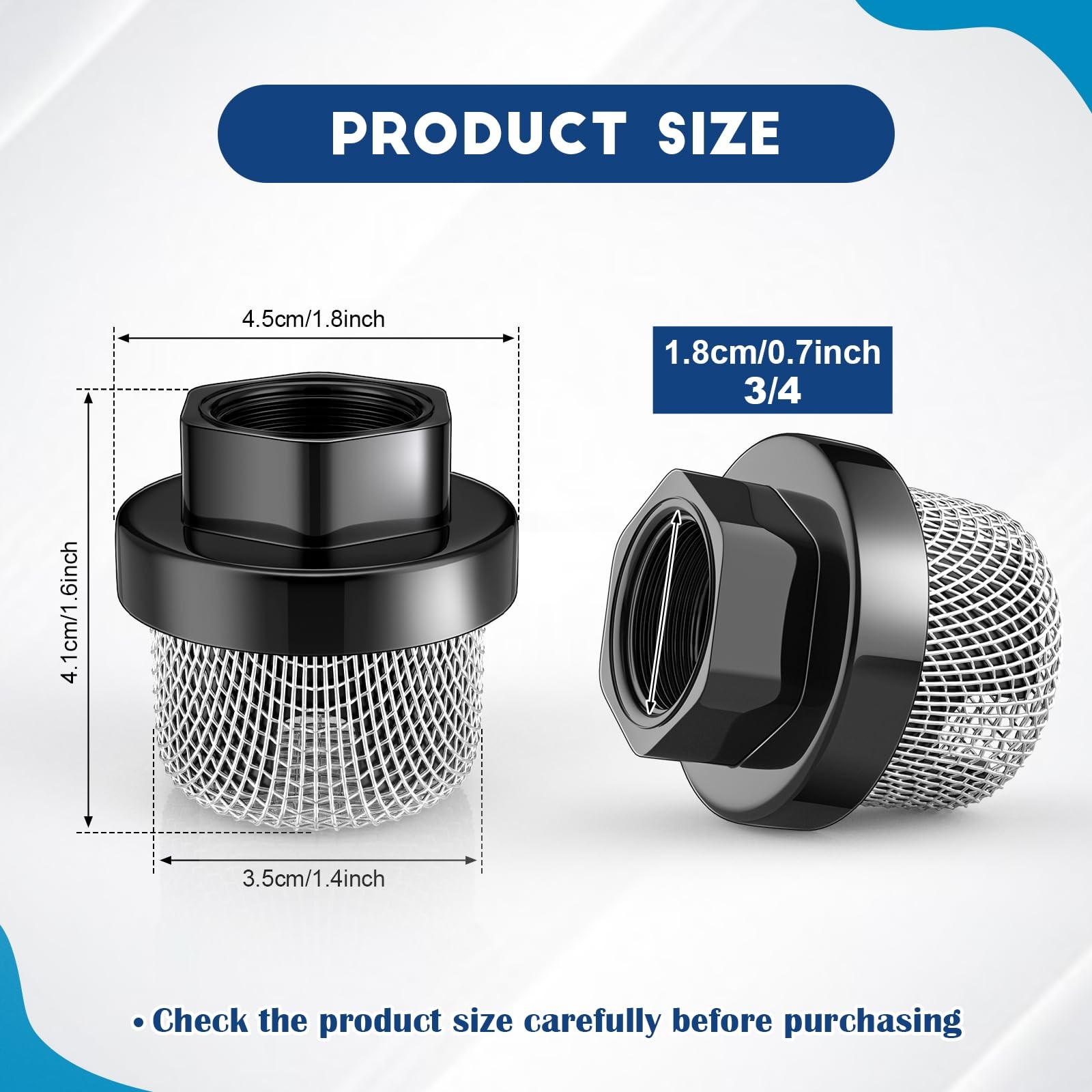 Nuanchu 2 Pcs 3/4 Inch Garden Hose Inlet Strainer, 3/4, Inner Diameter