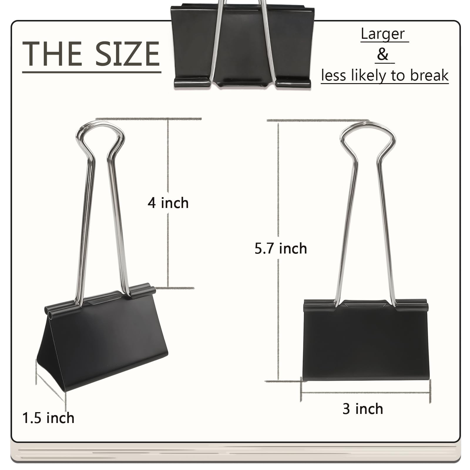 3-Inch Extra-Large DSTELIN Binder Clips – Heavy-Duty Black Extra Large,