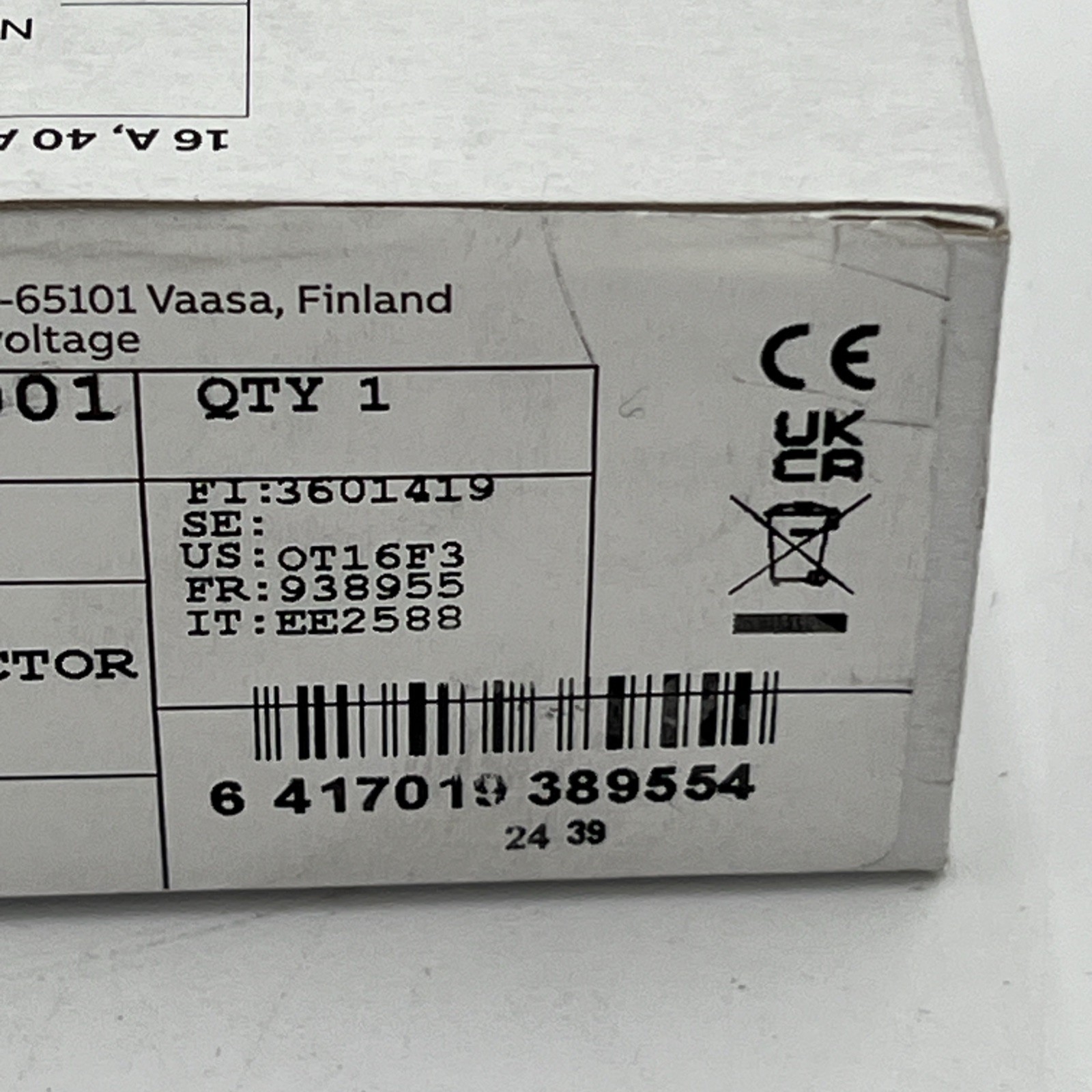 NEW!! ABB OT16F3 Switch Disconnector 3-pole Front Operated 16A – 1SCA104811R1001