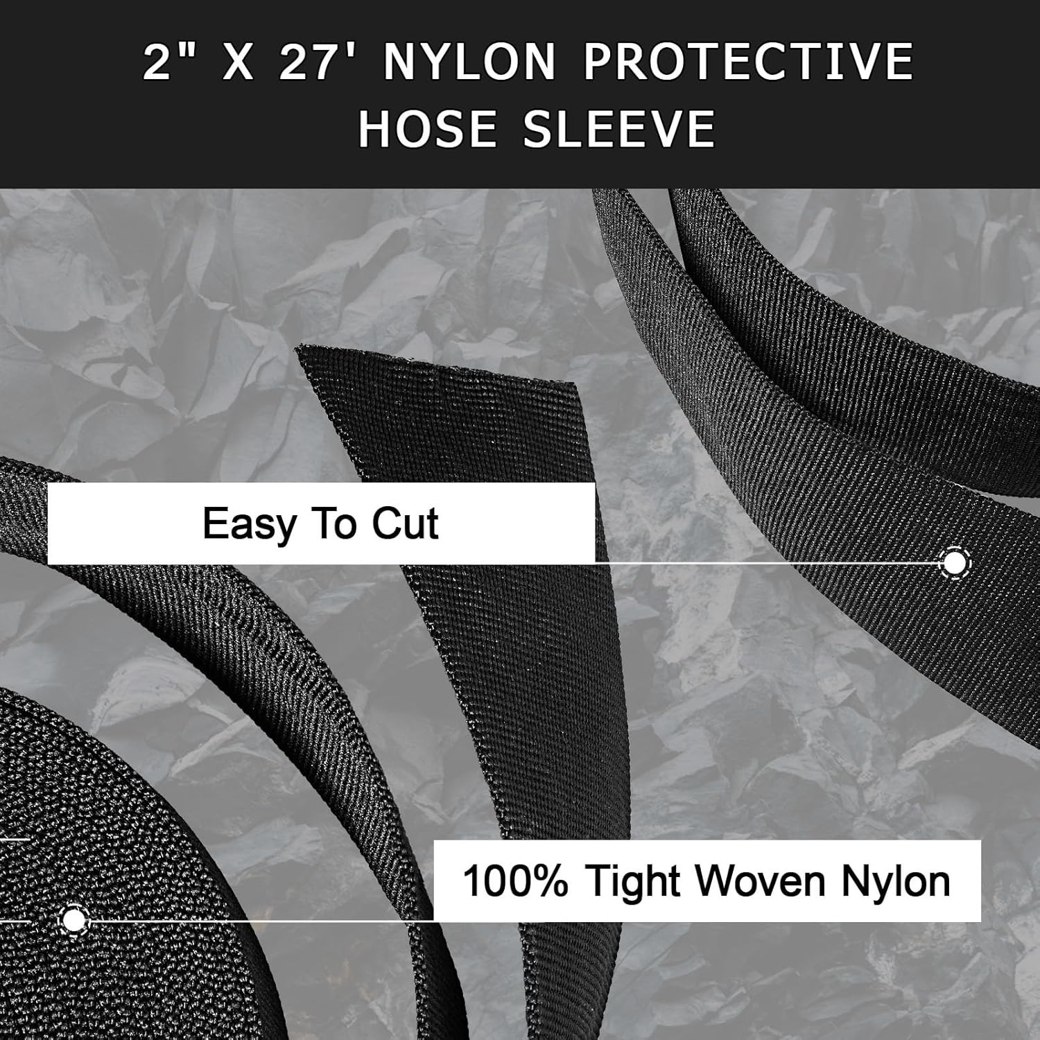 27 FT Nylon Protective Hose Sleeve 2″ ID Cable Sleeve Torch Hydraulic Hose Prote