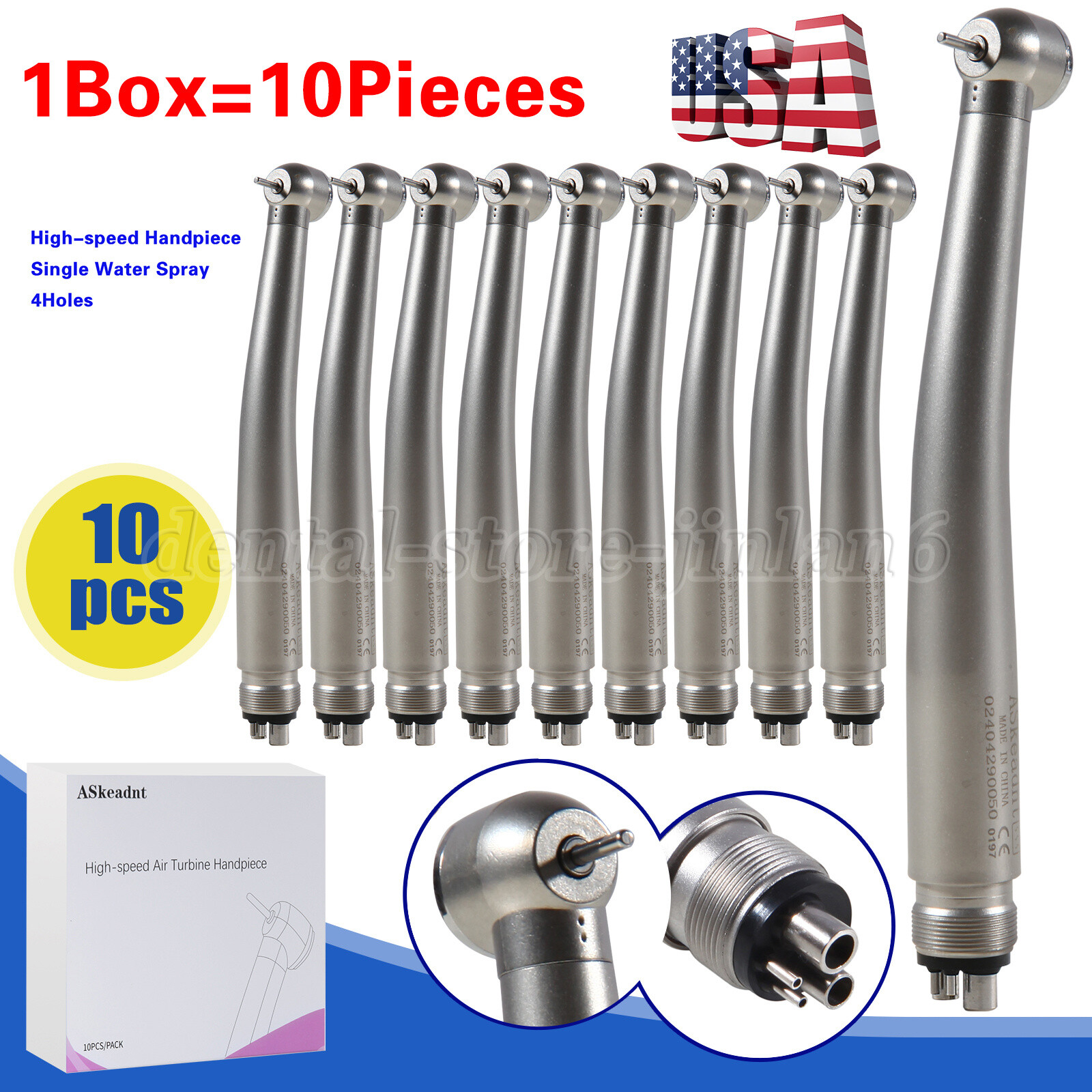 10Pack High Dental Speed Handpiece Push Button 4 Hole ADA4 NEW