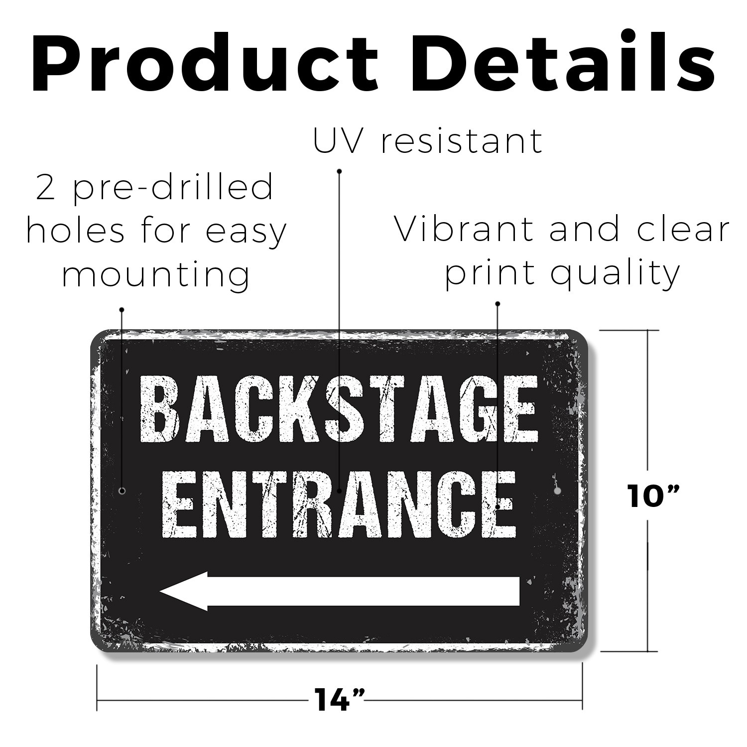 Backstage Entrance Sign Artists Only Crew Keep Out Durable Perfect for Theaters