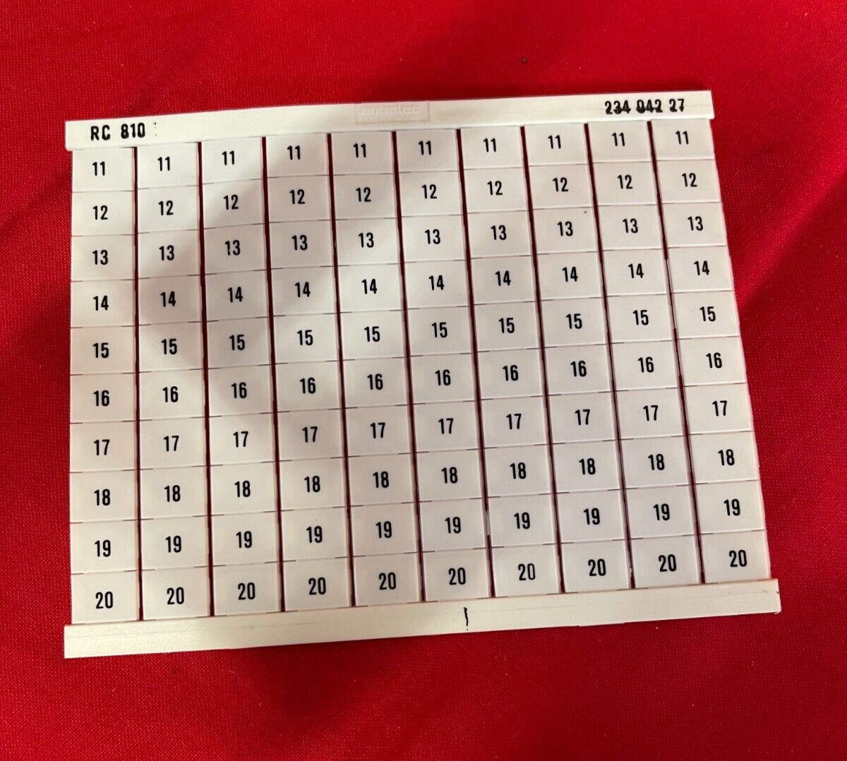 ENTRELEC MARKING CARDS #234-042-27 RC 810 HORIZONTAL LEGEND 11-20 **LOT OF 6**