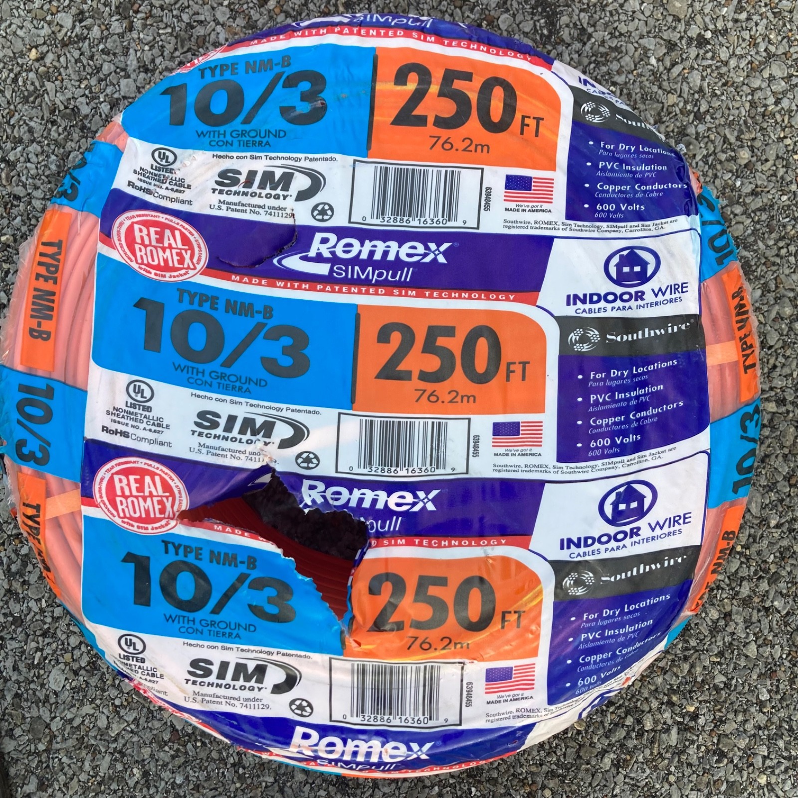 10/3 Romex Wire – 250 FT – Priced to sell!
