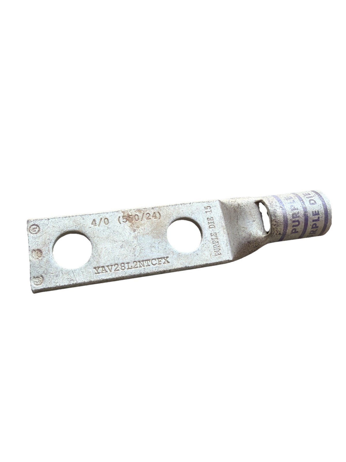🌕 Burndy YAV28L2NTCFX 4/0 AWG Flex Compression Lug 2-Hole 1/2” Purple Die 15