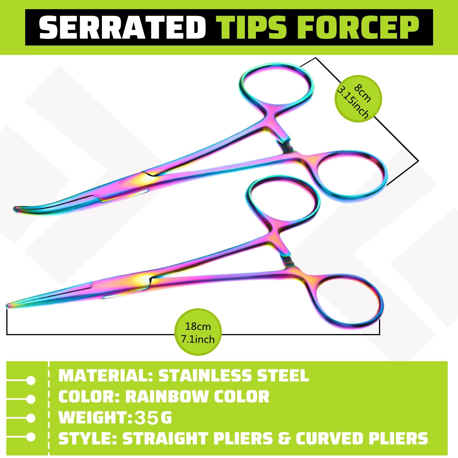 2 Pieces Hemostat Curved and Straight Rainbow Hemostat Forceps Piercing Plier…