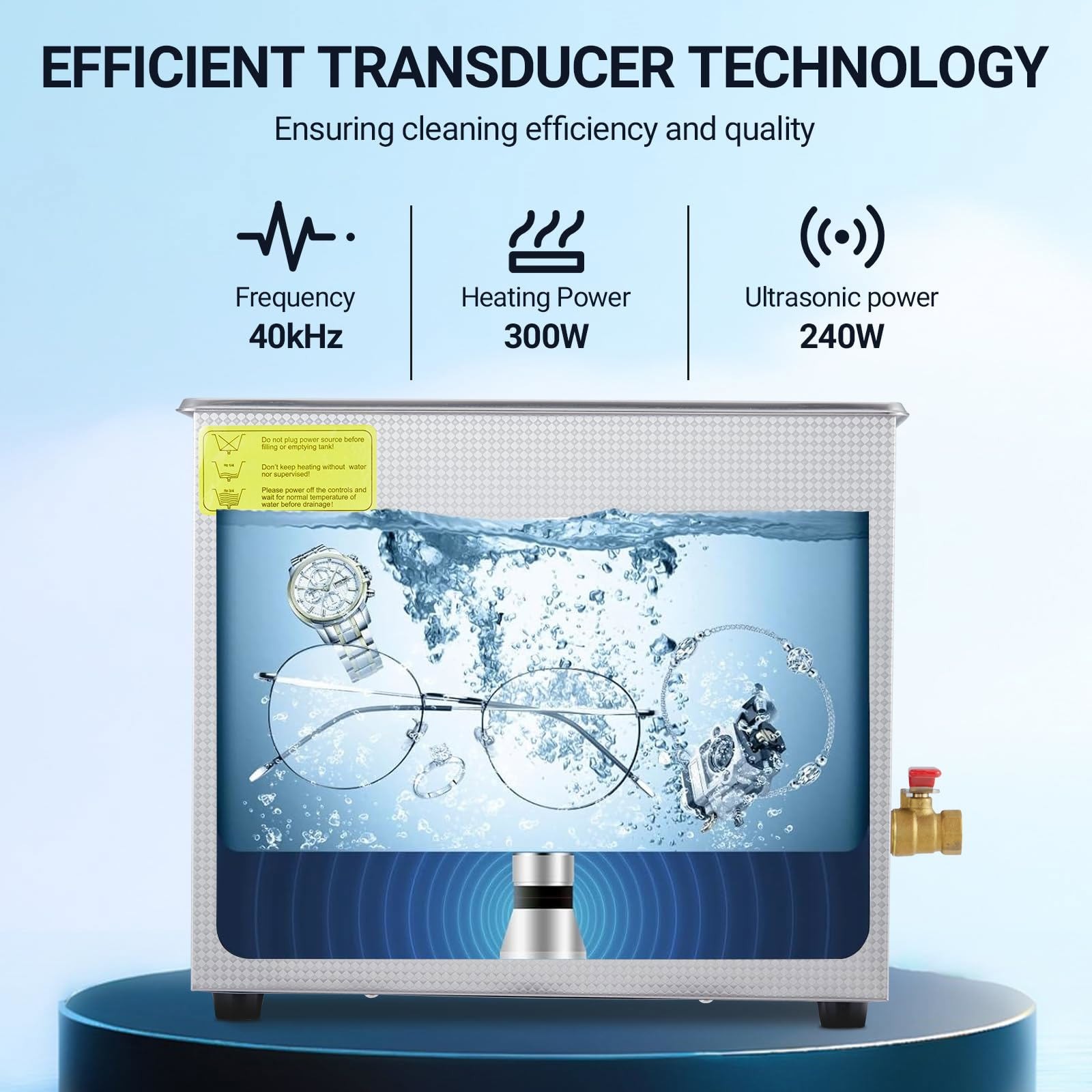 10L Ultrasonic – 240W, 40kHz, Digital Timer & Heater, Heavy-Duty Lab Cleaner