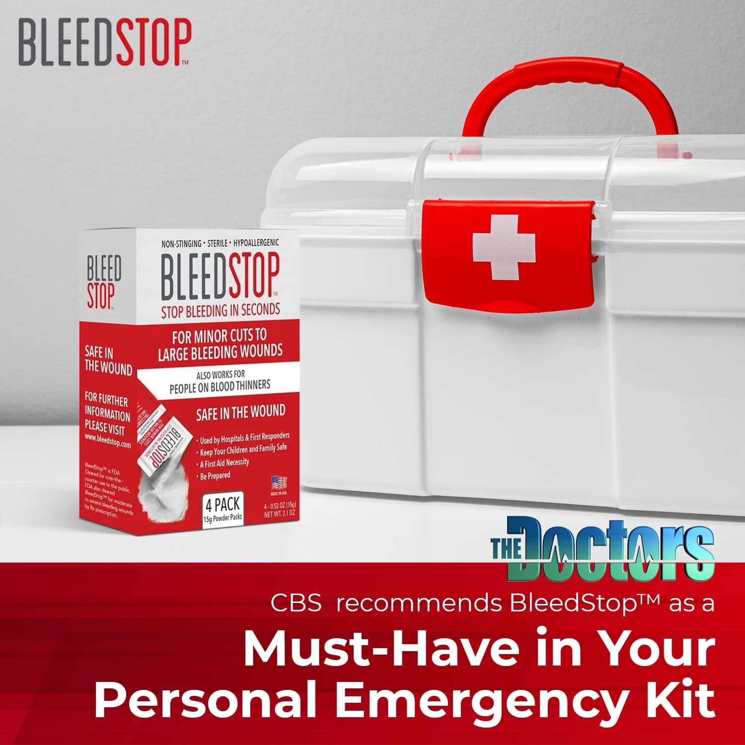 BleedStop™ First Aid Powder for Blood Clotting, Trauma Kit, Thinner…