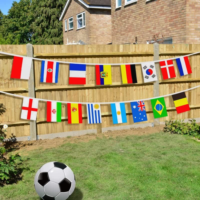 2026 World Football Bunting Flags 48 Participating Teams Double Sides Indoors Ou