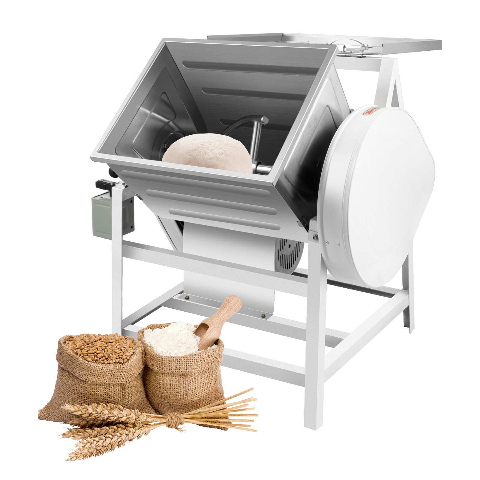 110V 15kg Commercial Dough Mixer Machine, 30QT Electric Flour Kneading Machine