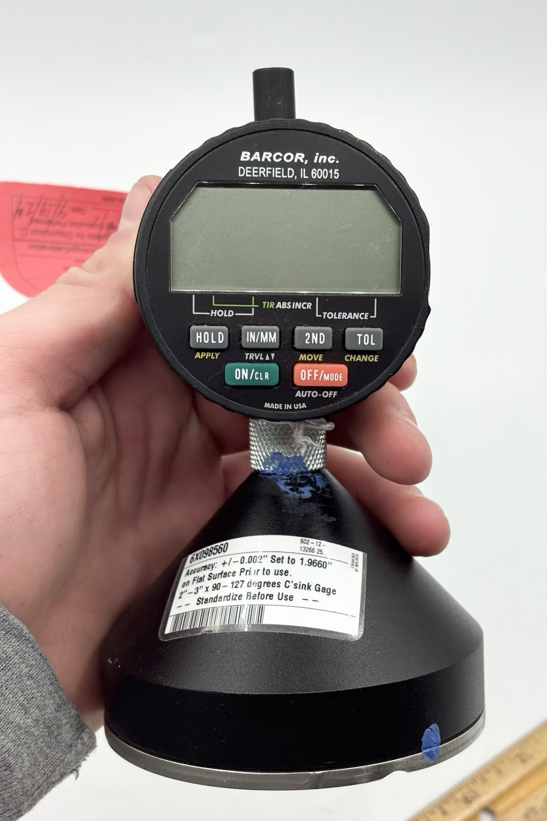 Barcor 3127-SPC Electronic Digital Chamfer Gauge 90 -127 Degrees 2”-3” Used +