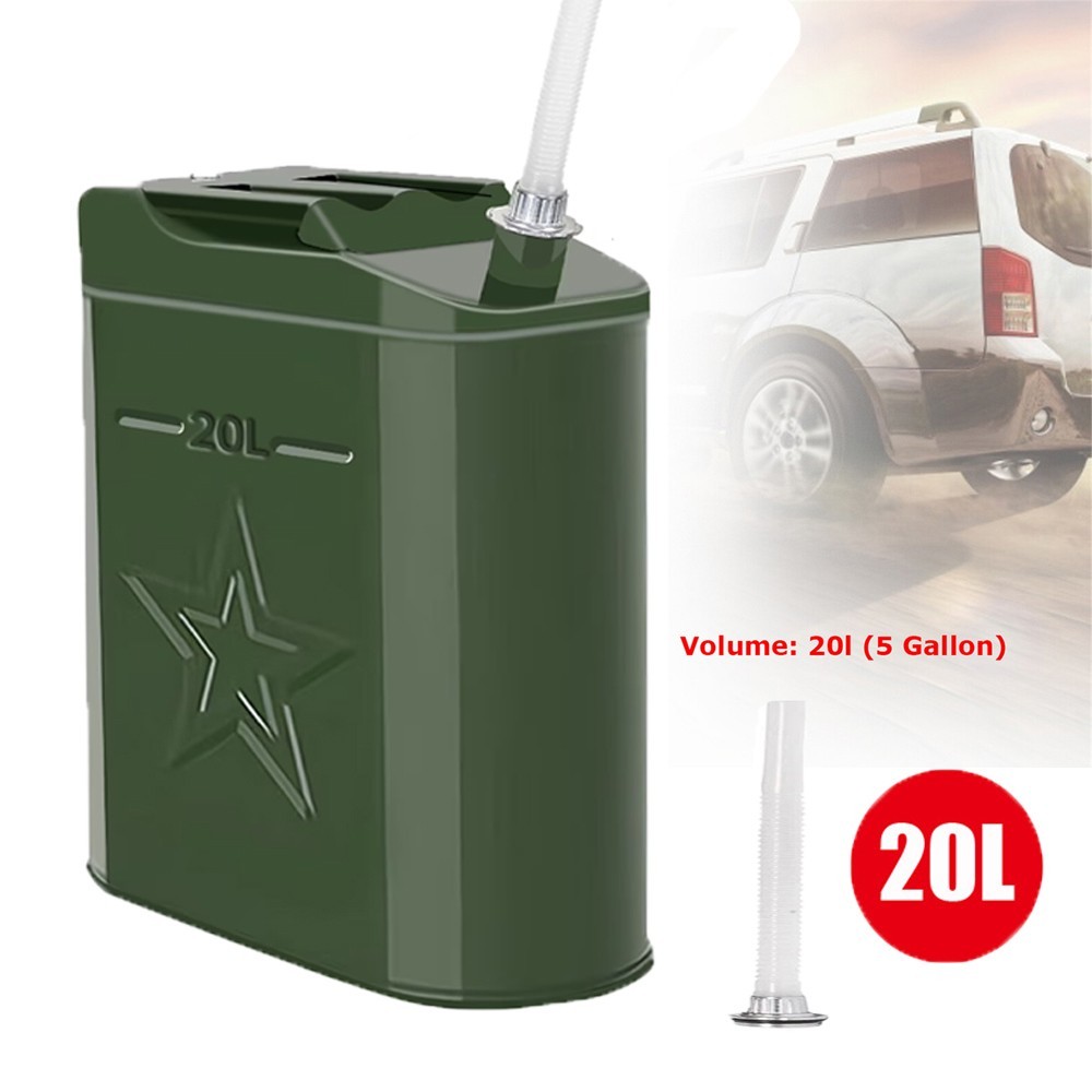 5 Gallon 20L Gasoline Army Green Jerry Can Military Metal Steel Tank Backup USA