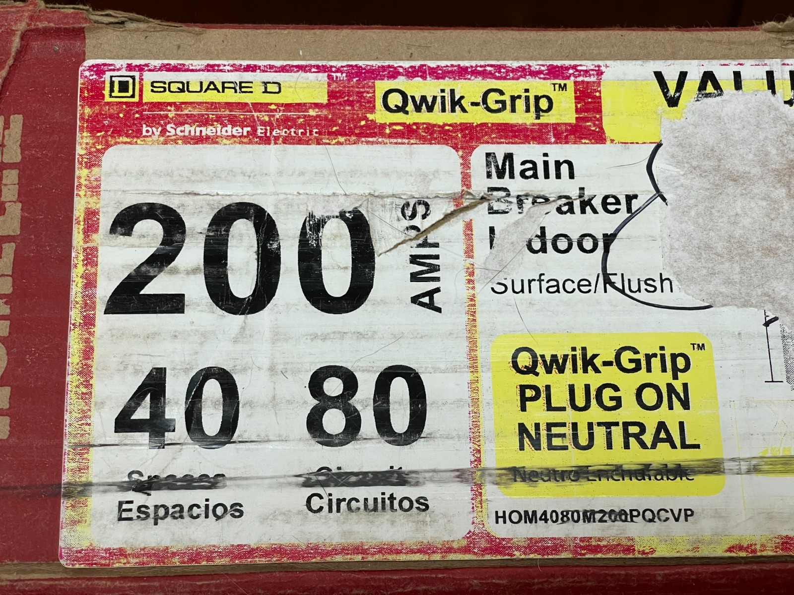 NEW! Square D Homeline 200A 40-Sp/80-Ckt Main Panel Value Pack w/Qwik-Grip Plugs