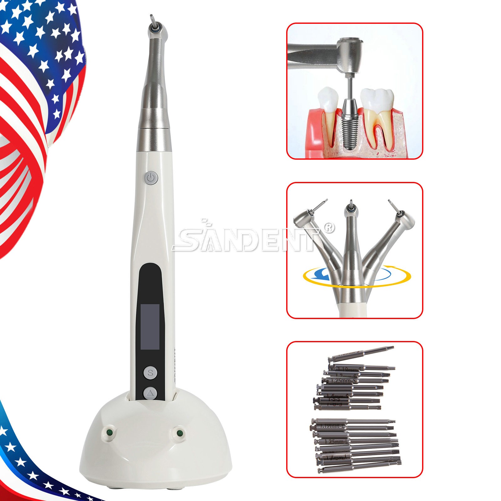 Dental Electric Torque Wrench Tip 360° Cordless Endodontic Implant Handpiece US