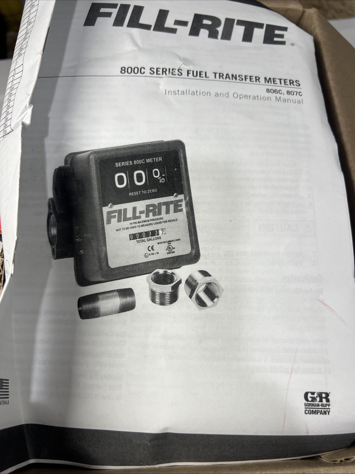 Fill-Rite 807CMK Mechanical Fuel Flow Meter 5-20 GPM 3/4” NPT