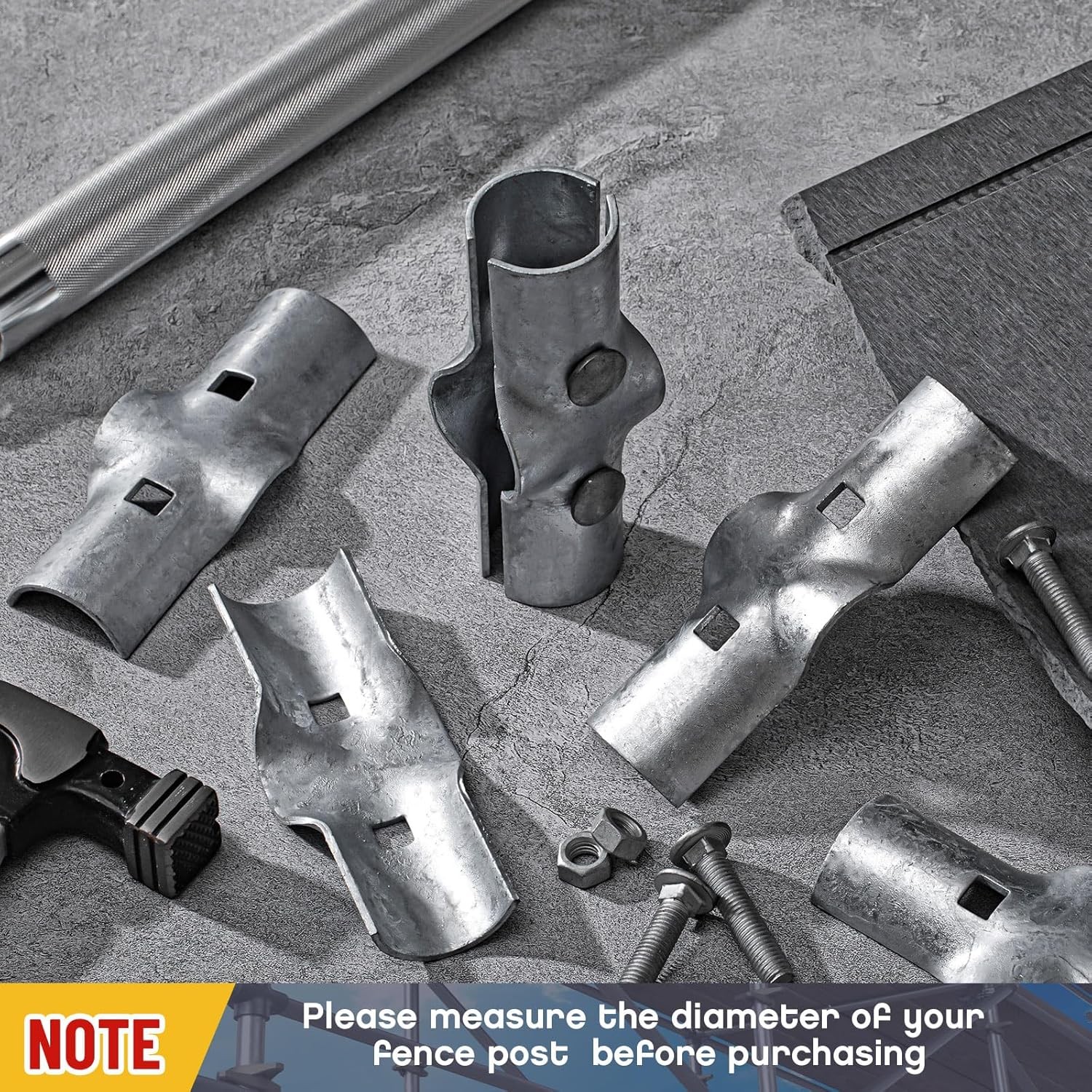 6 Pack 1-5/8″ Line Rail Clamp for Chain Link Fence, 1-5/8, Silver