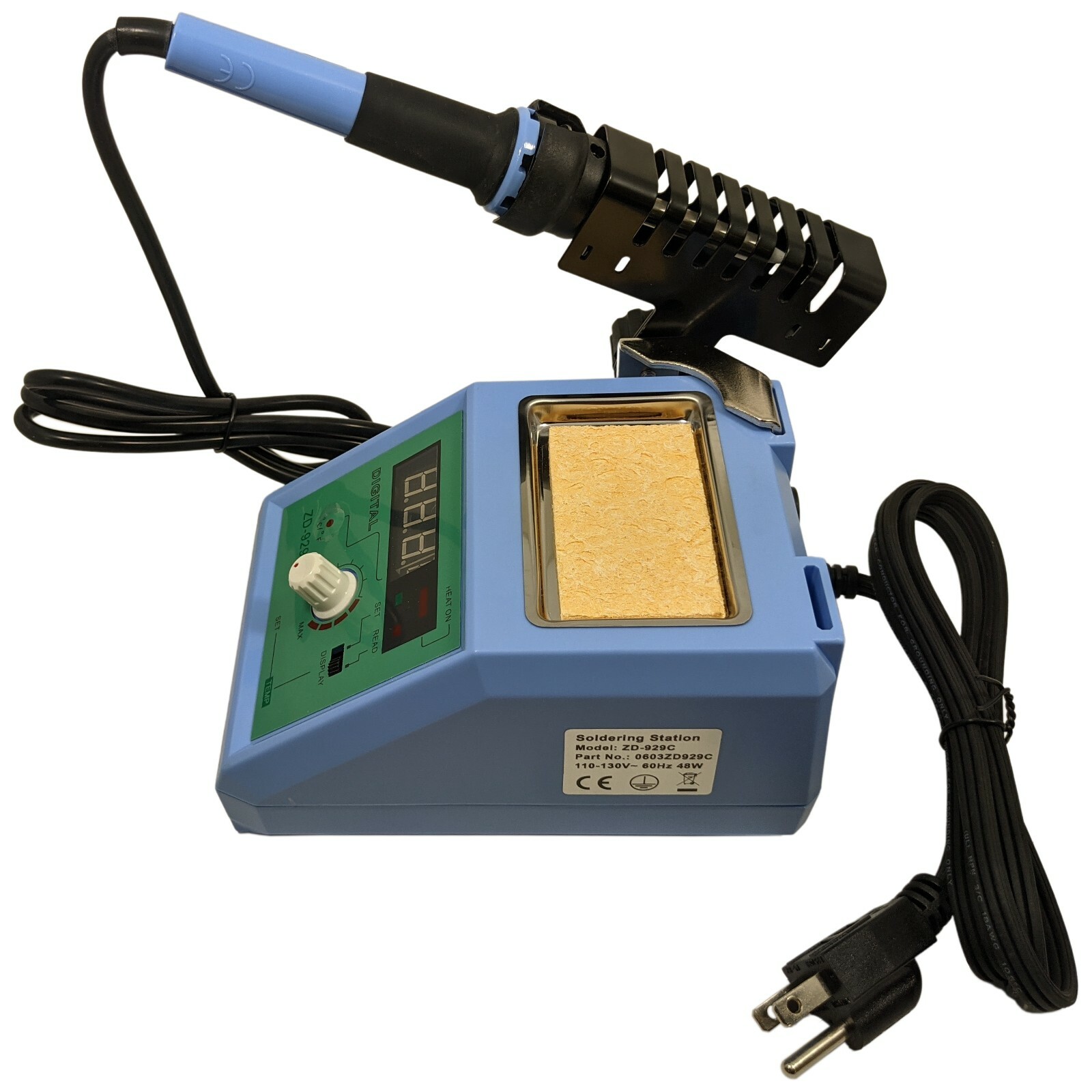 ZD-929C Temperature Adjustable Soldering Station, Digital LED Display, ESD Safe