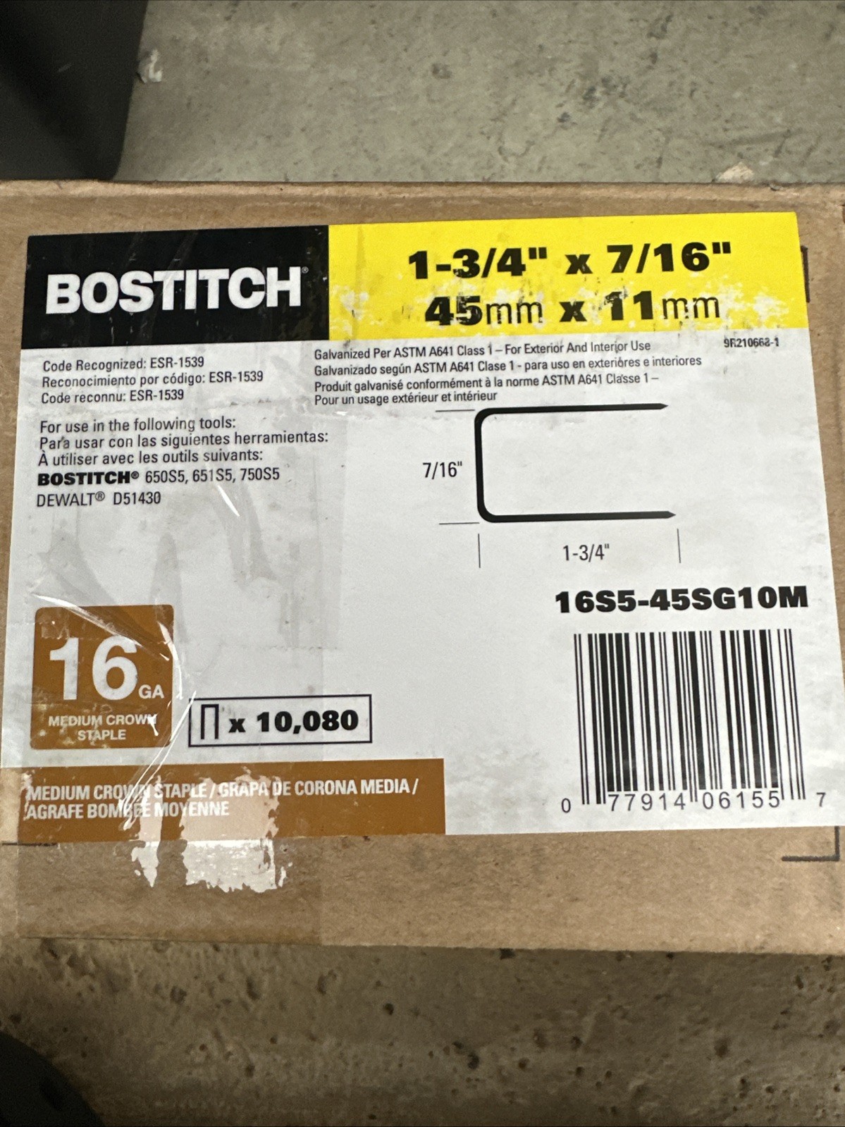 Bostitch 16 gauge 7/16” Crown 1-3/4” Leg Staples, bostitch Staples. 10,080