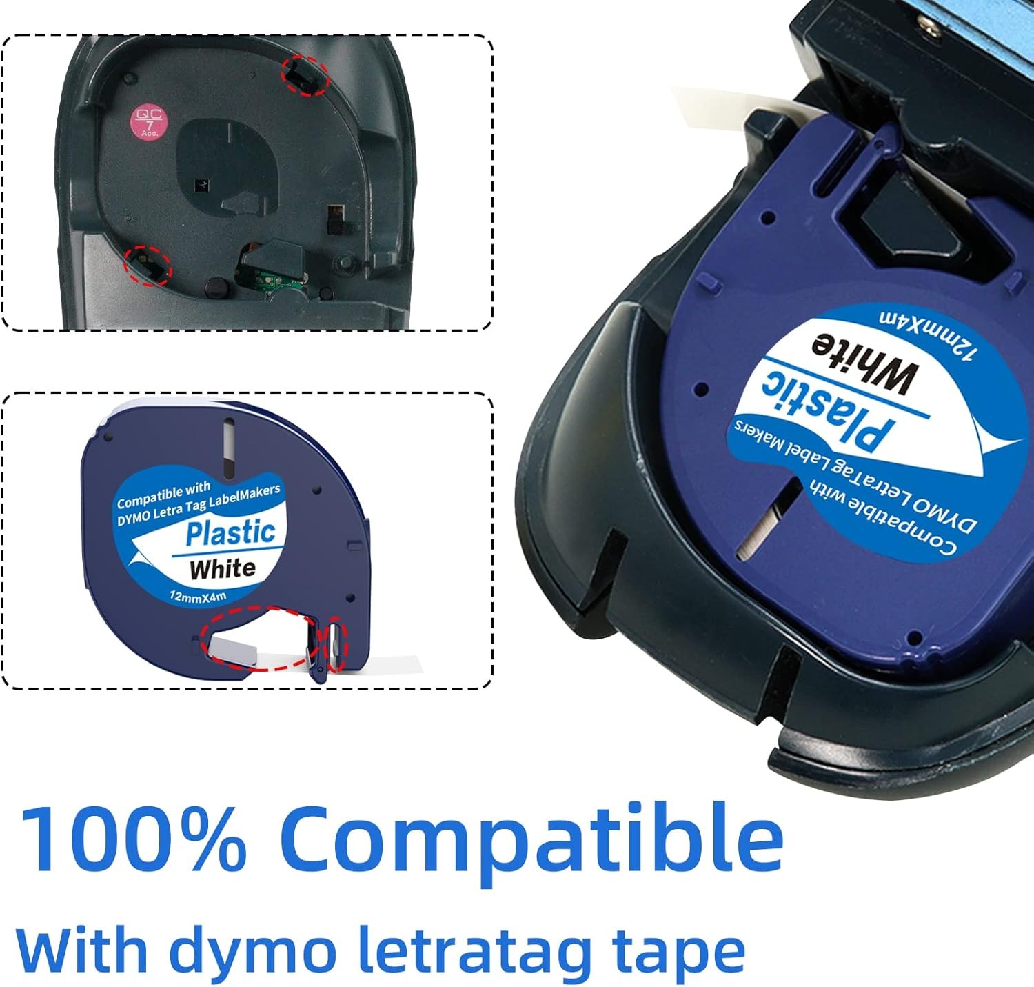 10PK Dymo LetraTag Refills White Plastic 91331 for LetraTag Label Maker LT-100H