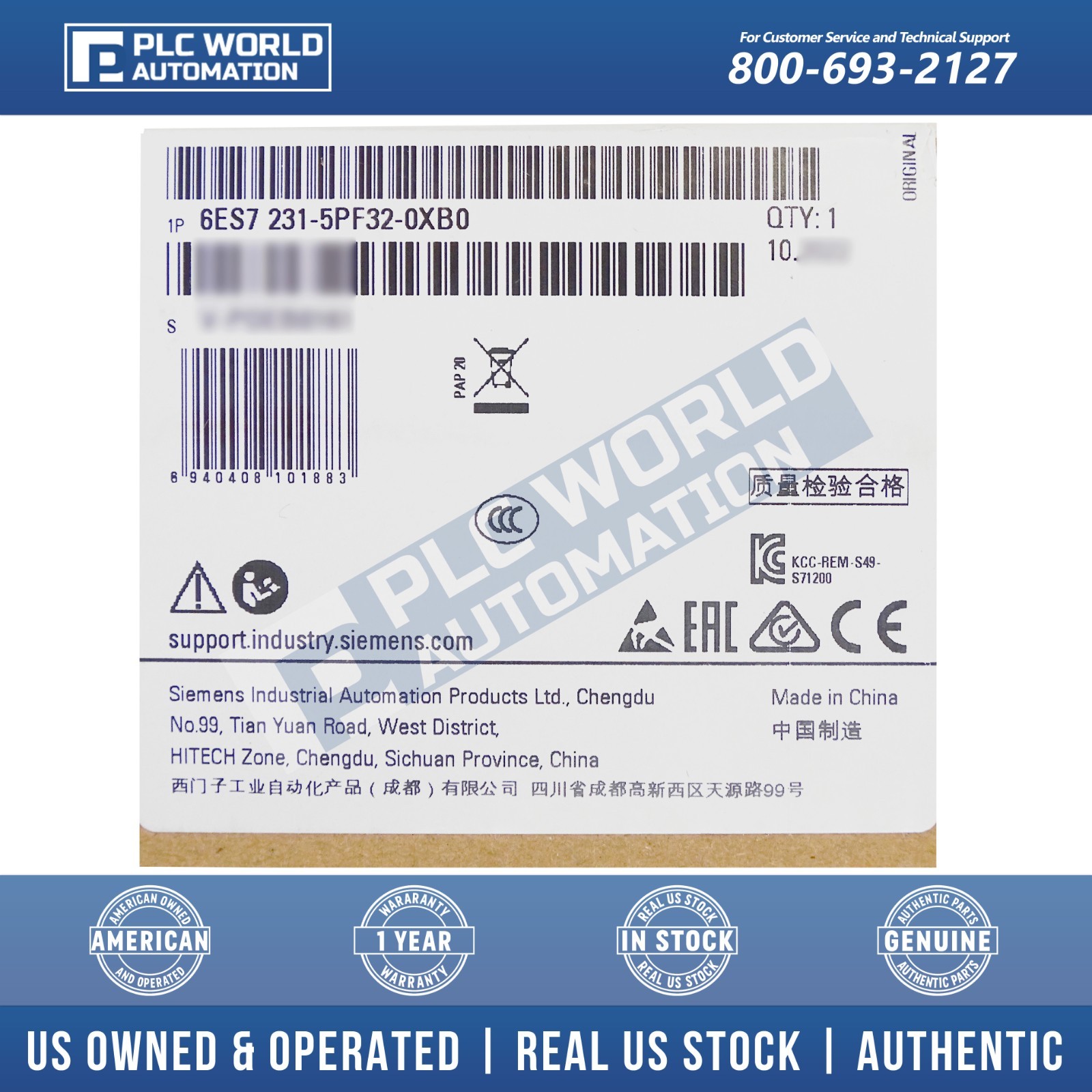 Siemens 6ES7231-5PF32-0XB0 S7-1200 SM1231 Analog Input Module, RTD, New Sealed