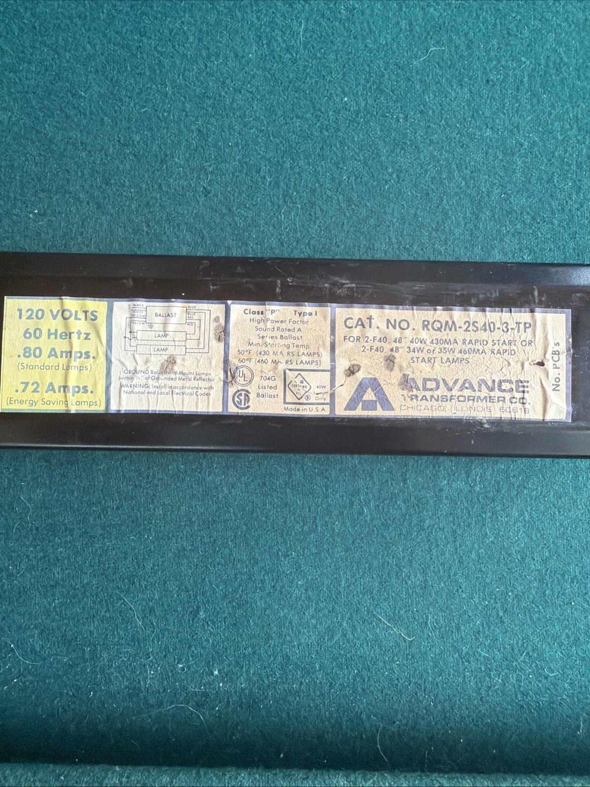 Advance Transformer Co. Ballast RQM-2S40-3-TP 120V 60Hz