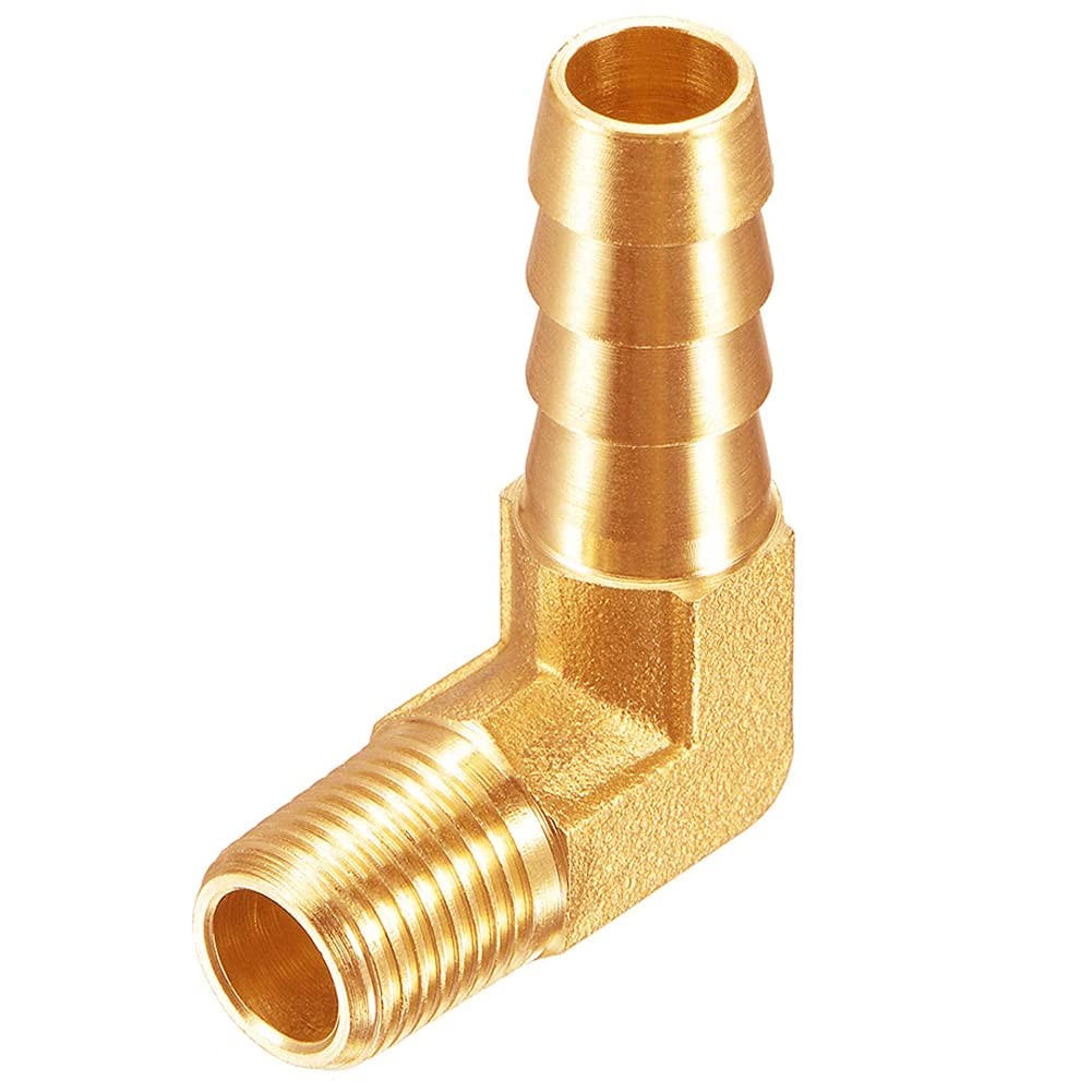 3PCS Brass 1/8″ NPT Male to 3/8″ Barb 90 Degrees Elbow Hose Barb Fittings Ada…