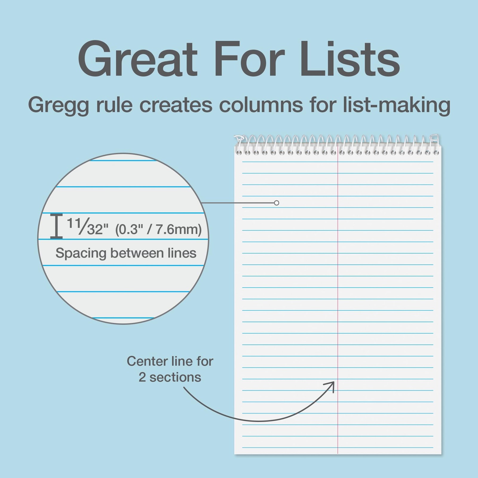 Steno Spiral Notebooks, Top Bound Steno Pads, 6×9 Inches, Gregg Ruled for Lis…