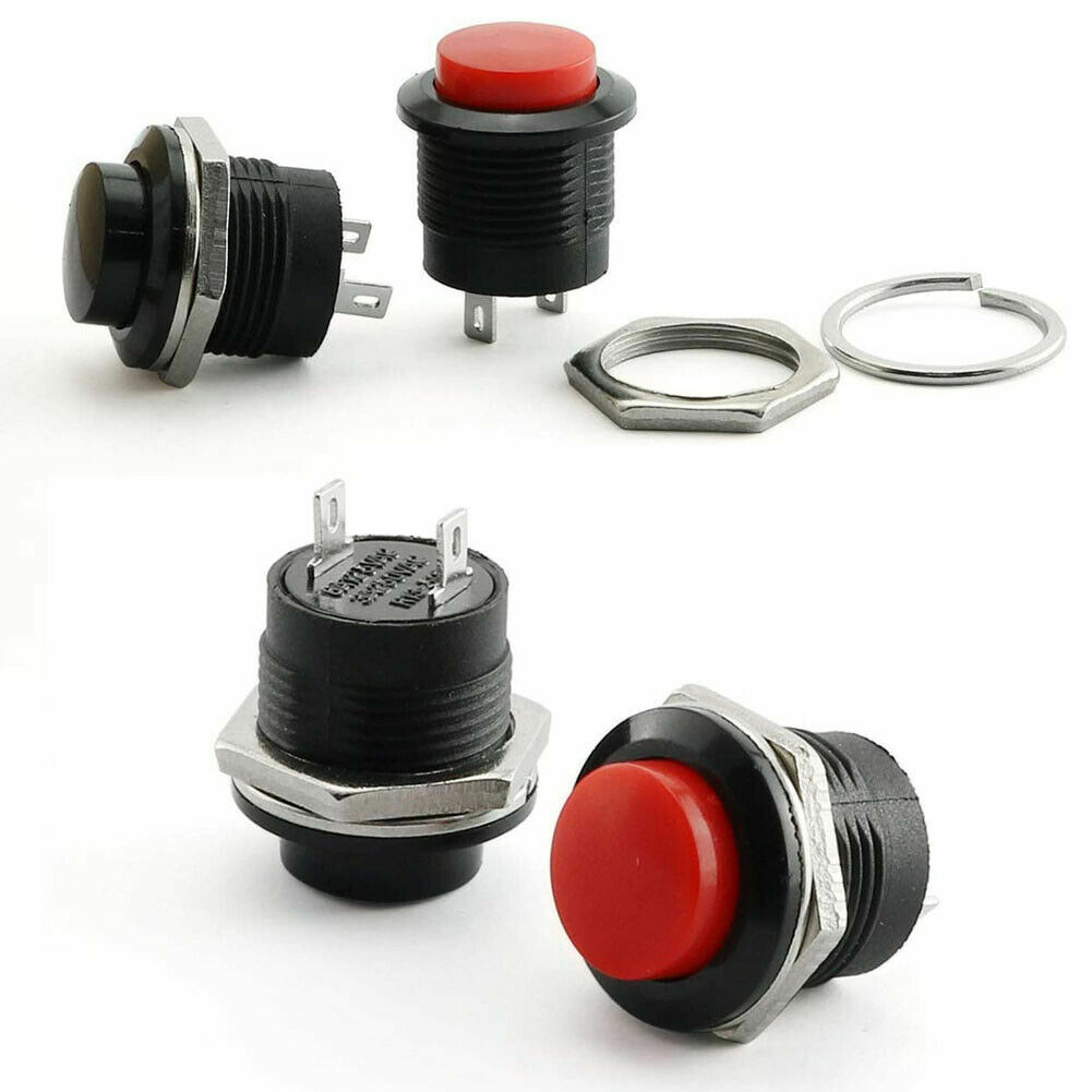 10 PCS 16mm Push Button Switch Non-Lock Momentary Open Round 2 Pins Metal