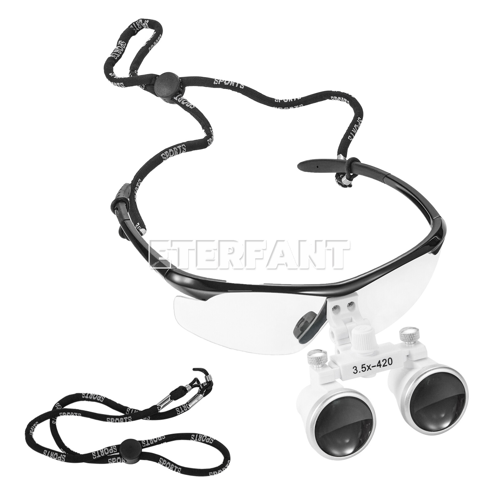 ETERFANT Dental 3.5x Magnifier Binocular Loupes+3W LED Head Light Lamp Medical