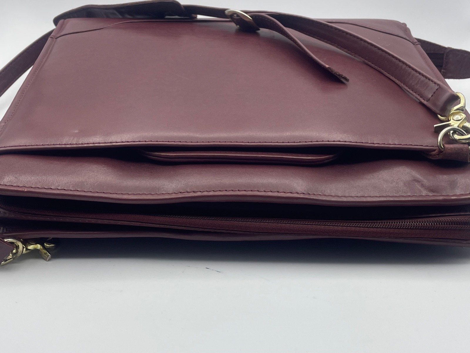 Vtg Franklin Quest Burgundy Leather Crossbody Bag Zip Binder 7-Ring two handled