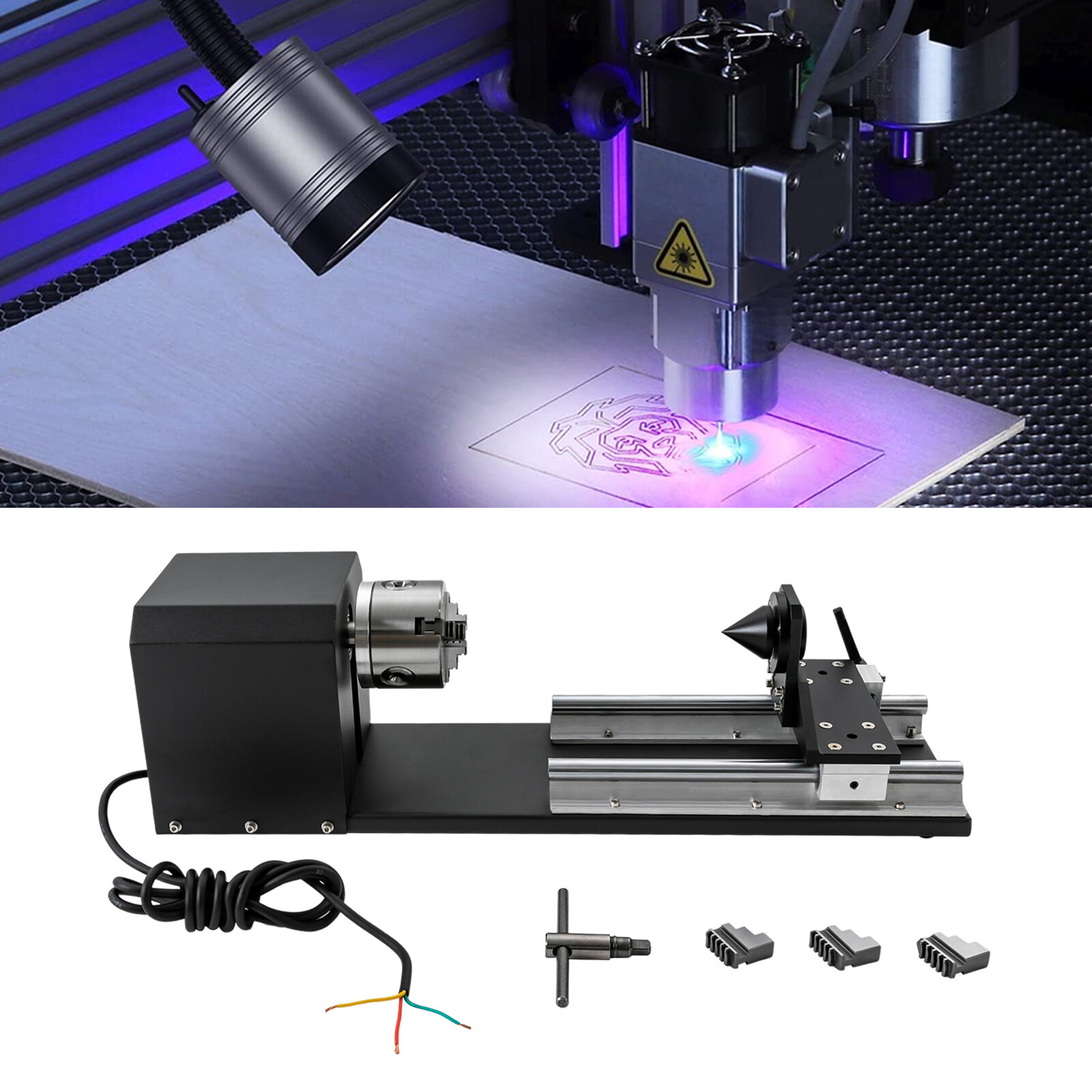 Laser Rotary Y-axis Chuck Engraver Rotary Attachment for Engraving Cutting New
