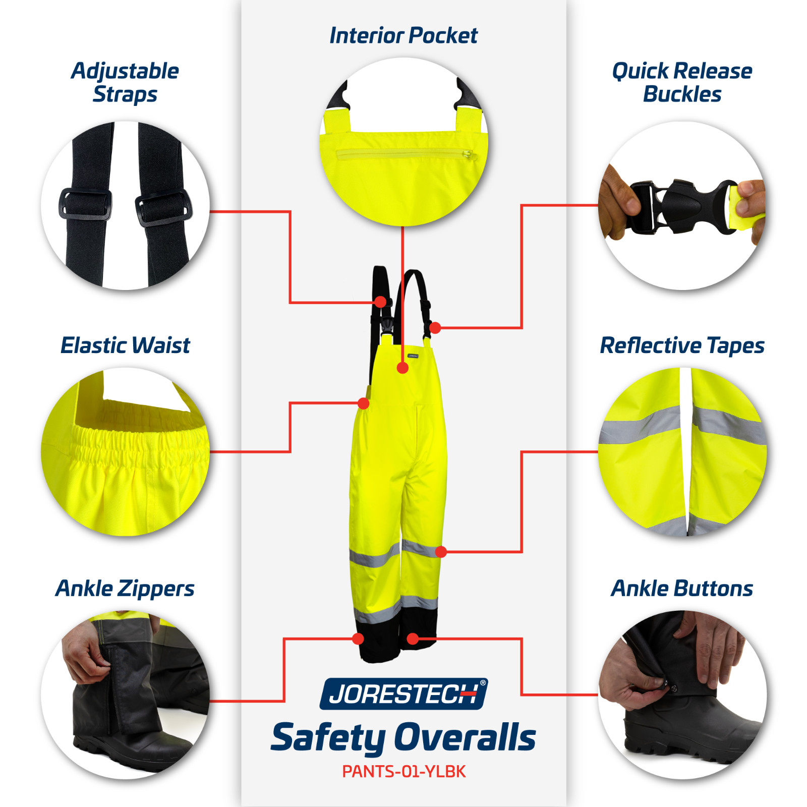 Hi Vis Rain Overall Pants Work Waterproof Reflective Visibility Safety ANSI