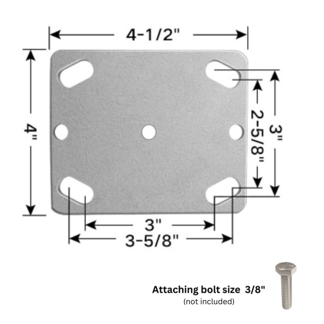 6″ x 2″ Heavy Duty Non-Marking Rubber Plastic Caster – 1 Swivel Total Lock Brake
