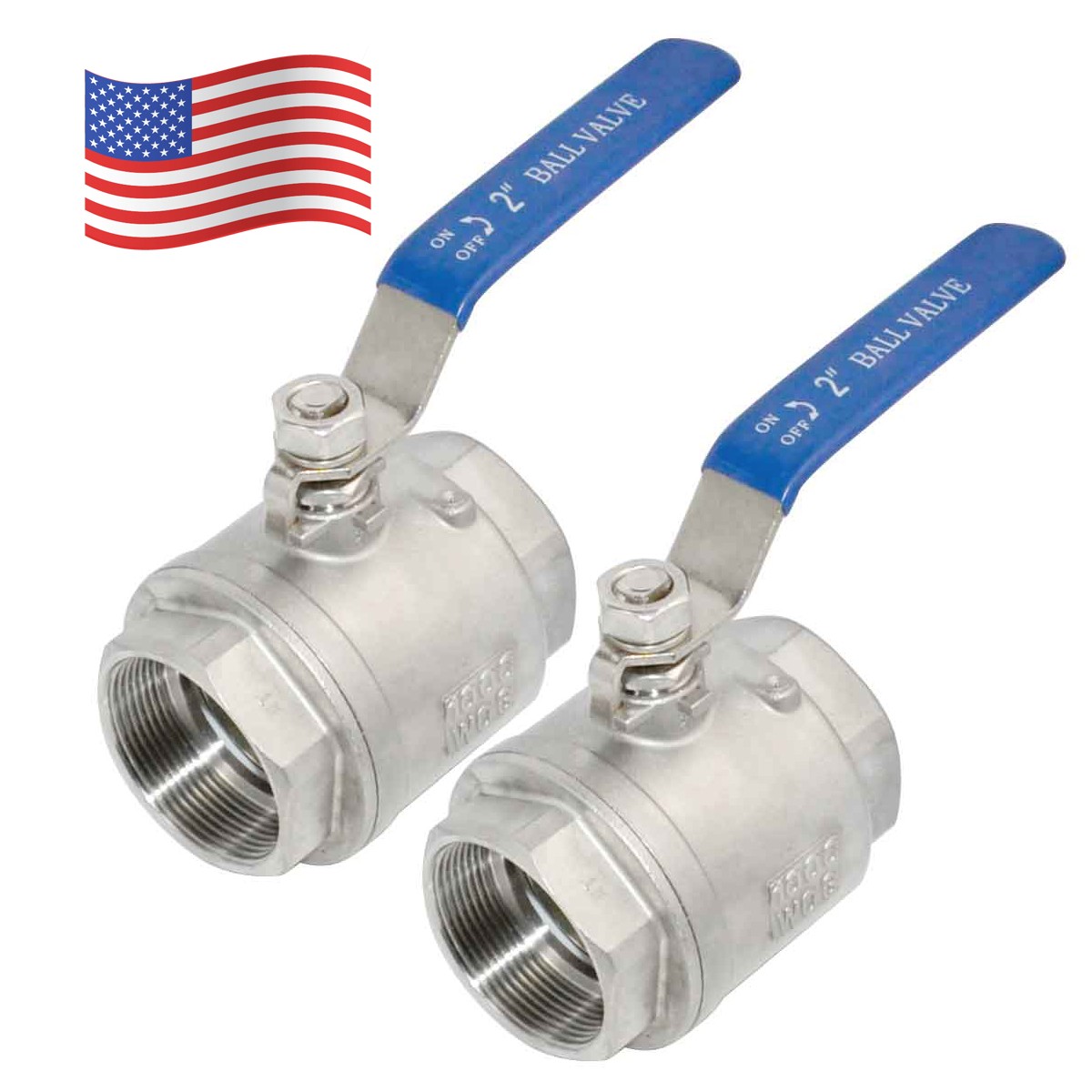 2PACK US STOCK 2 inch 2″ Ball Valve,316 Stainless Steel Full Port,2-Piece