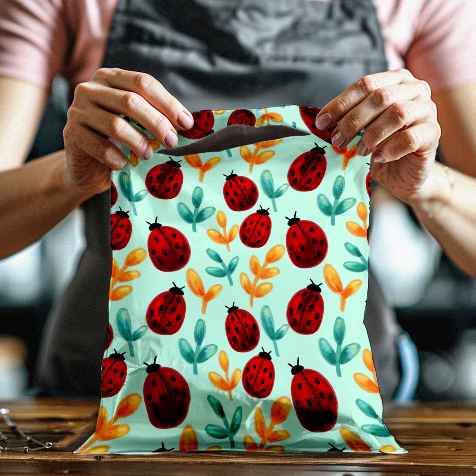 10×13 (100) Ladybug Designer Poly Mailers Shipping Envelopes Premium Printed …