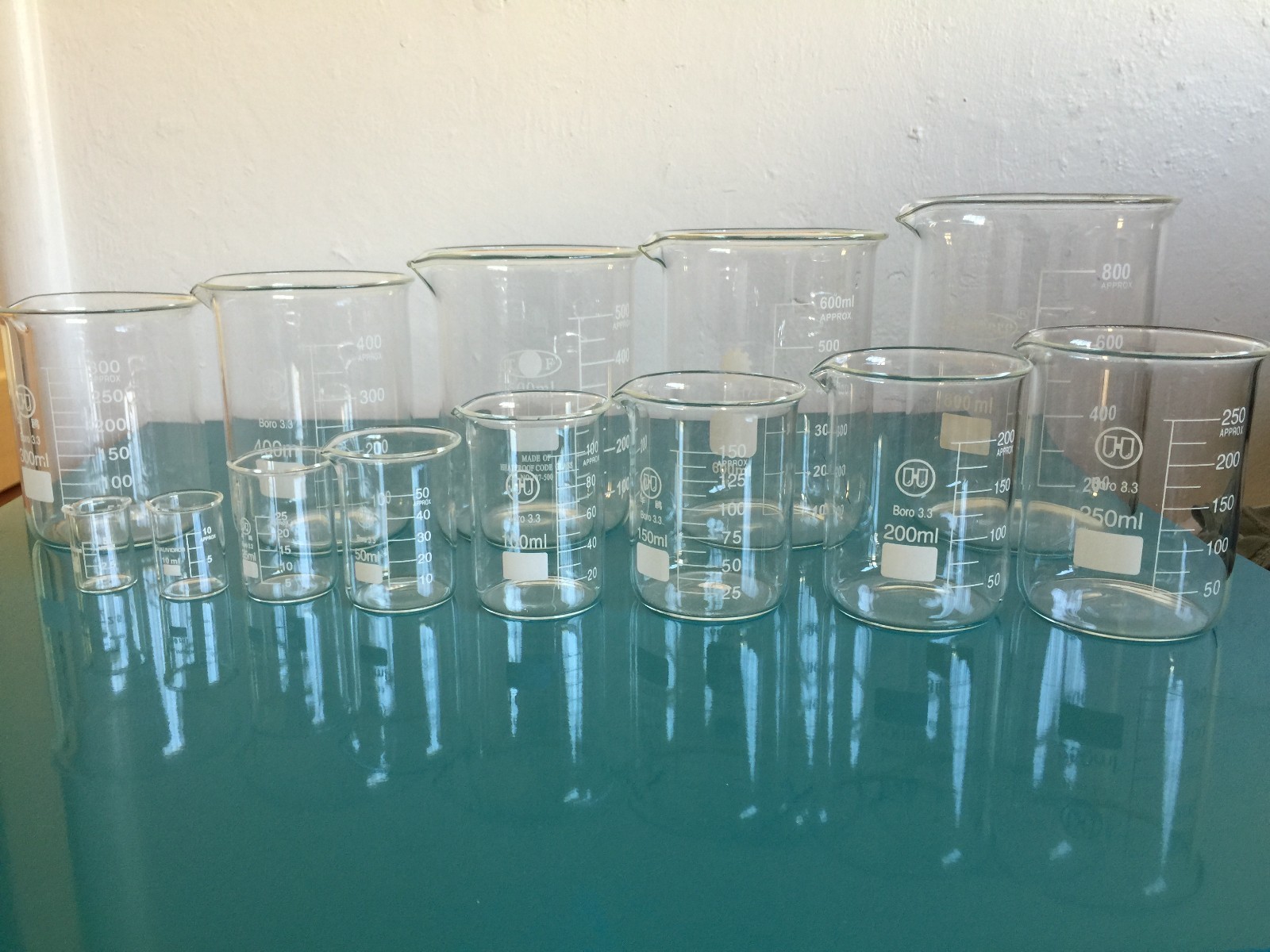 lab Beaker Borosilicate Glass Set of 13 Beakers 5mL – 800 mL new