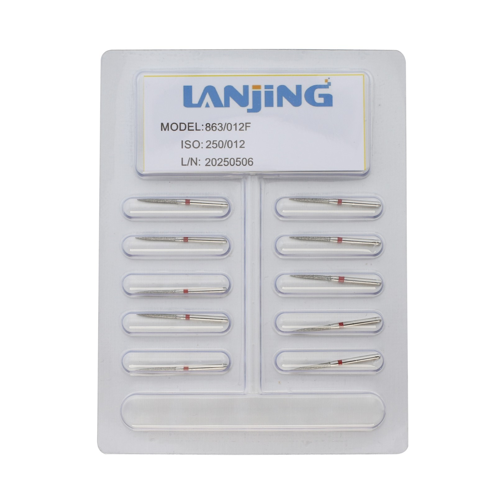 Dental Diamonds Flame Burs 863/012F Fine Grit Red FG for High Speed Handpiece
