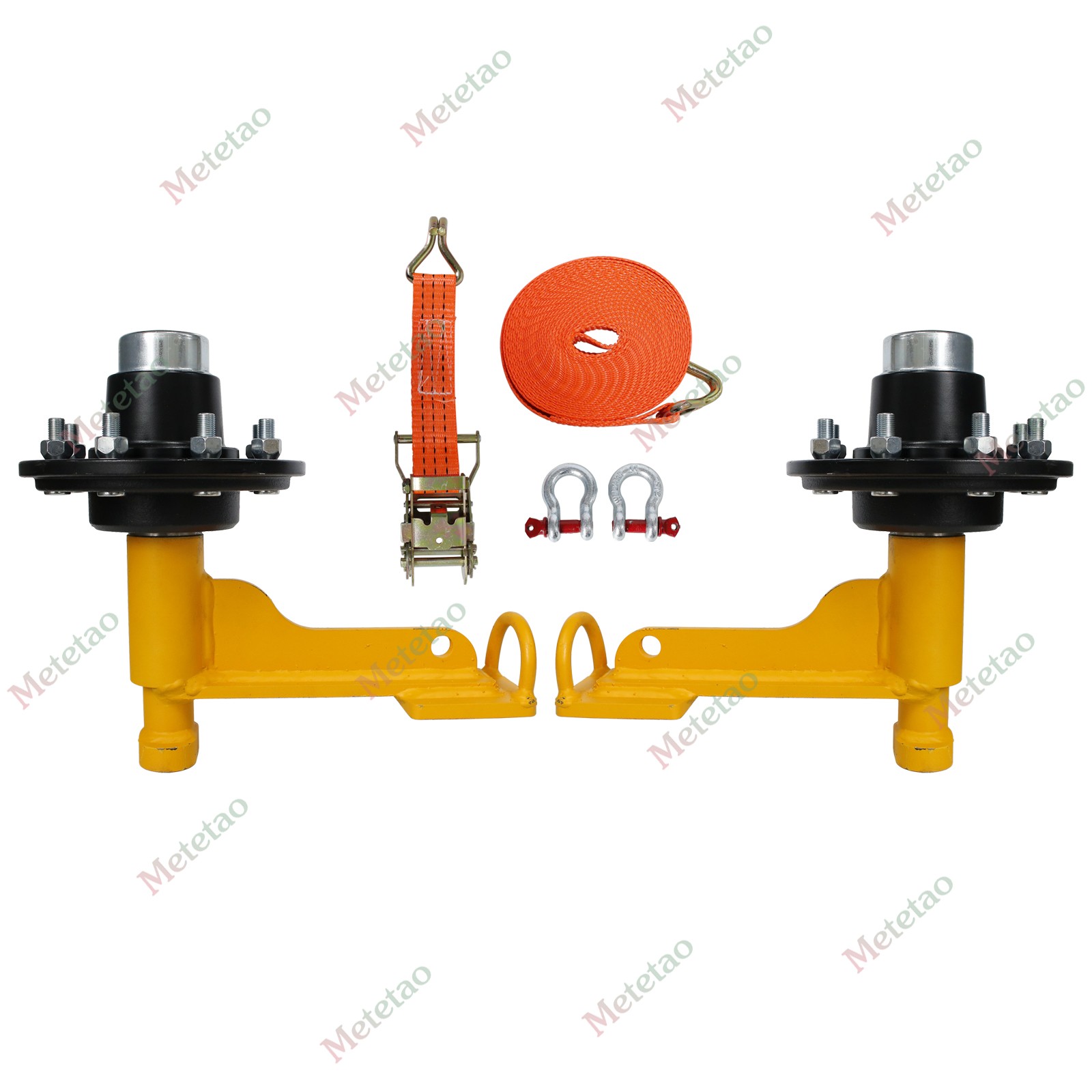2Pack Shipping Container Wheels 8×6.5 Lug Wheels Kit with Ratchet Strap US