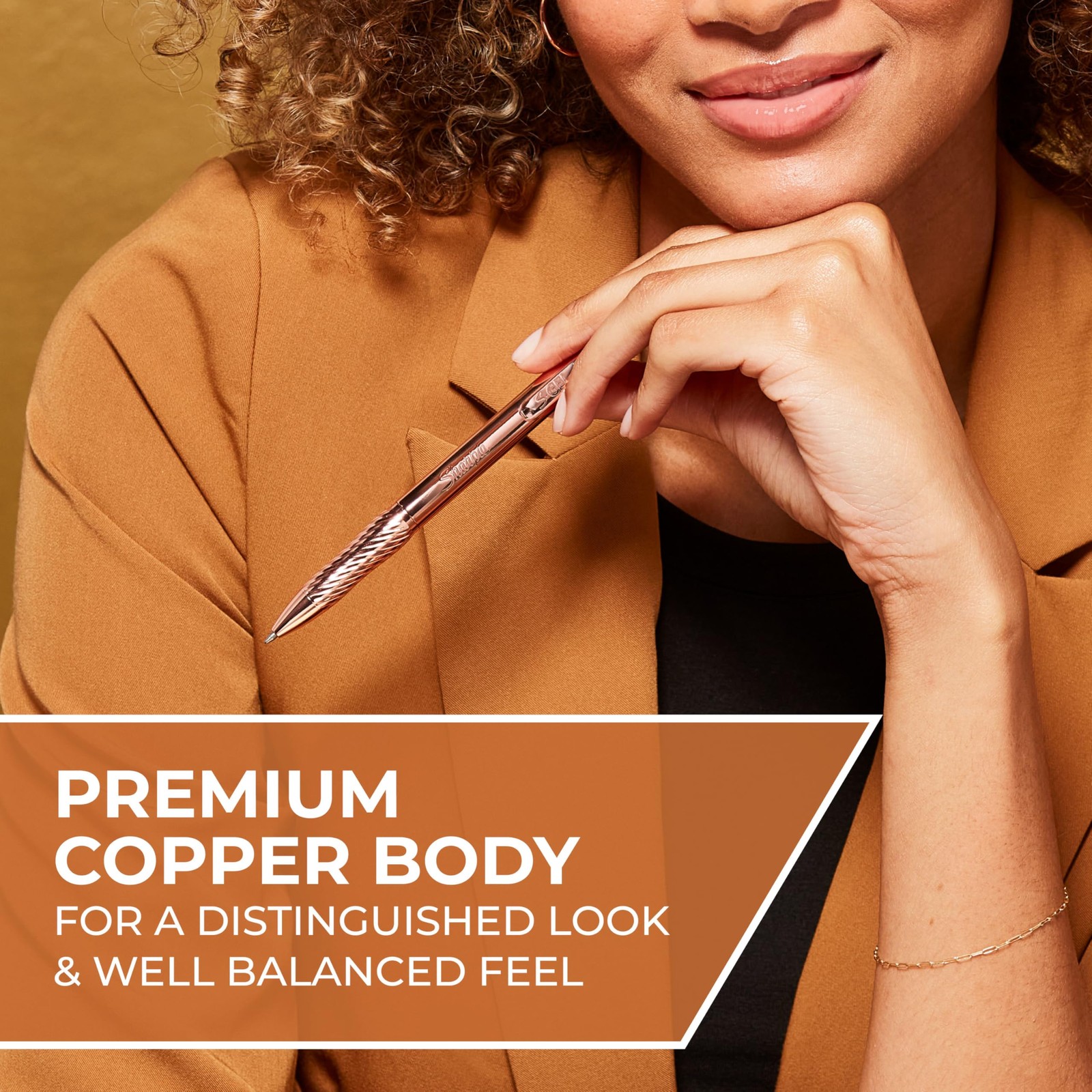 S-Gel Gel Pen, Copper Metal Body, Medium Point (0.7mm), Black Ink Includes 1 Pen