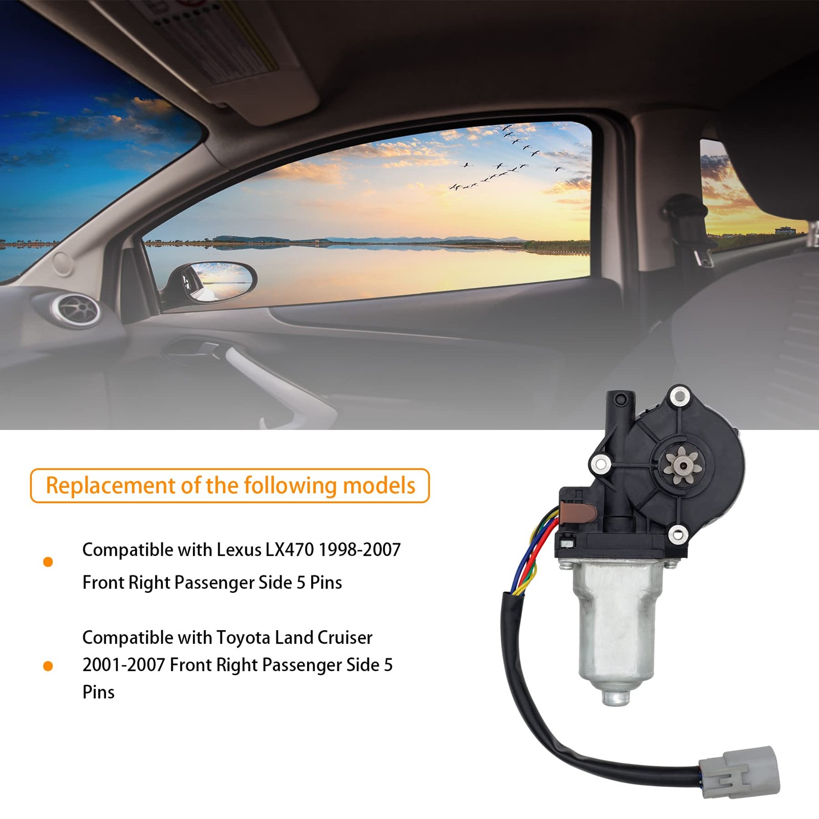 5 pins Front Right Passenger Side Power Window Motor Compatible with Lexus LX…